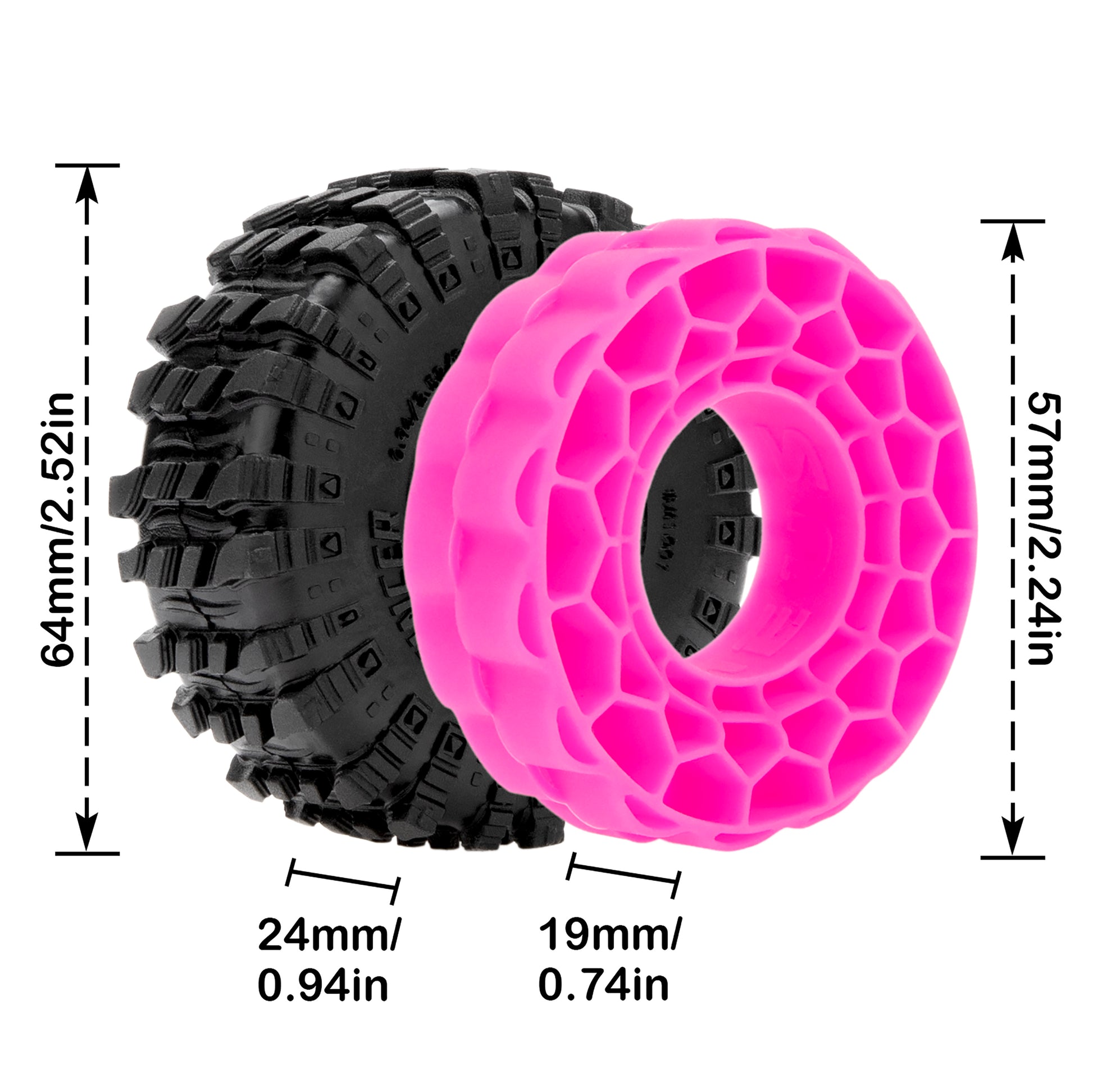 1.0 inch tires and insert size