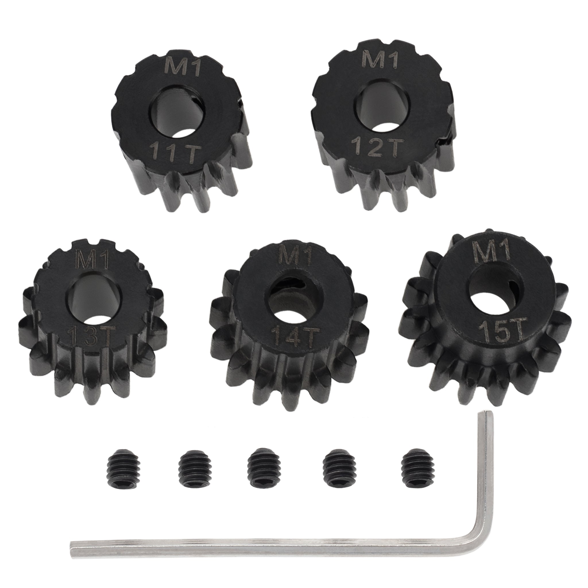 MEUS Racing M1 Metal Hardened Steel Motor Gear 5mm Shaft Pinion Gears for 1/10 1/8 1/7 RC Car Brushless Brush Motor