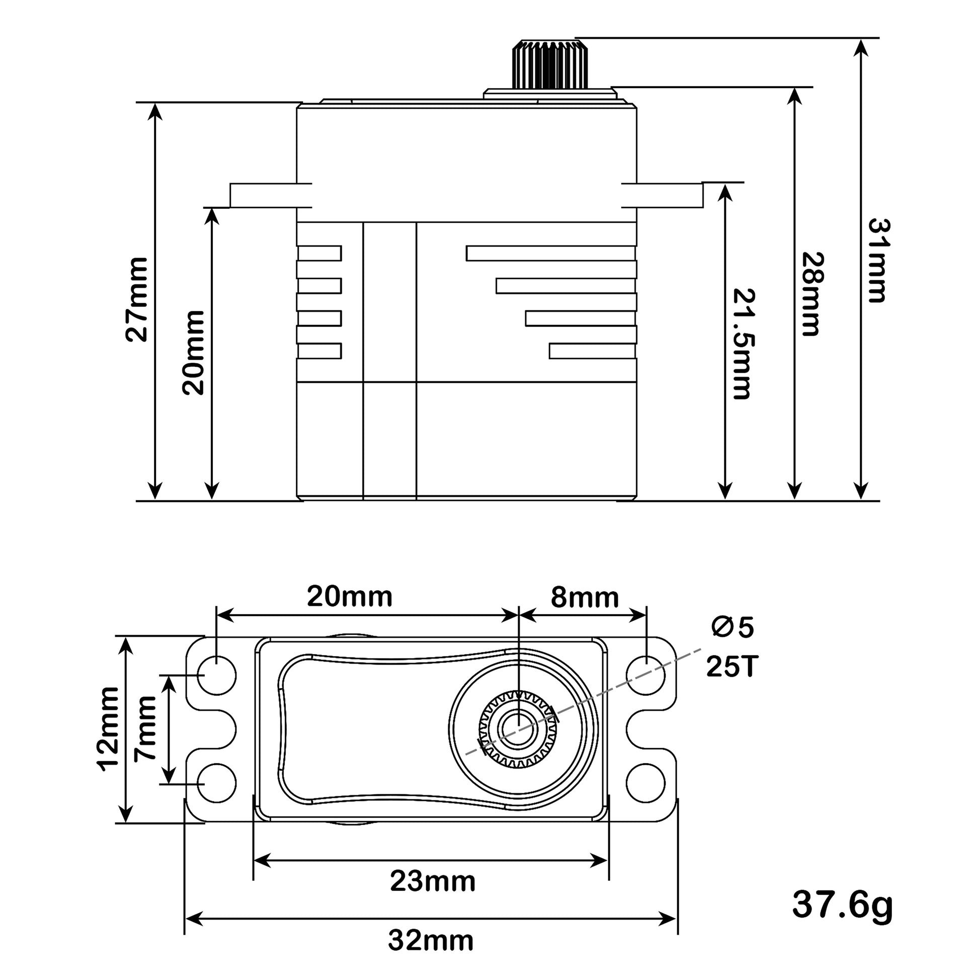 12.5kg Brass servo size