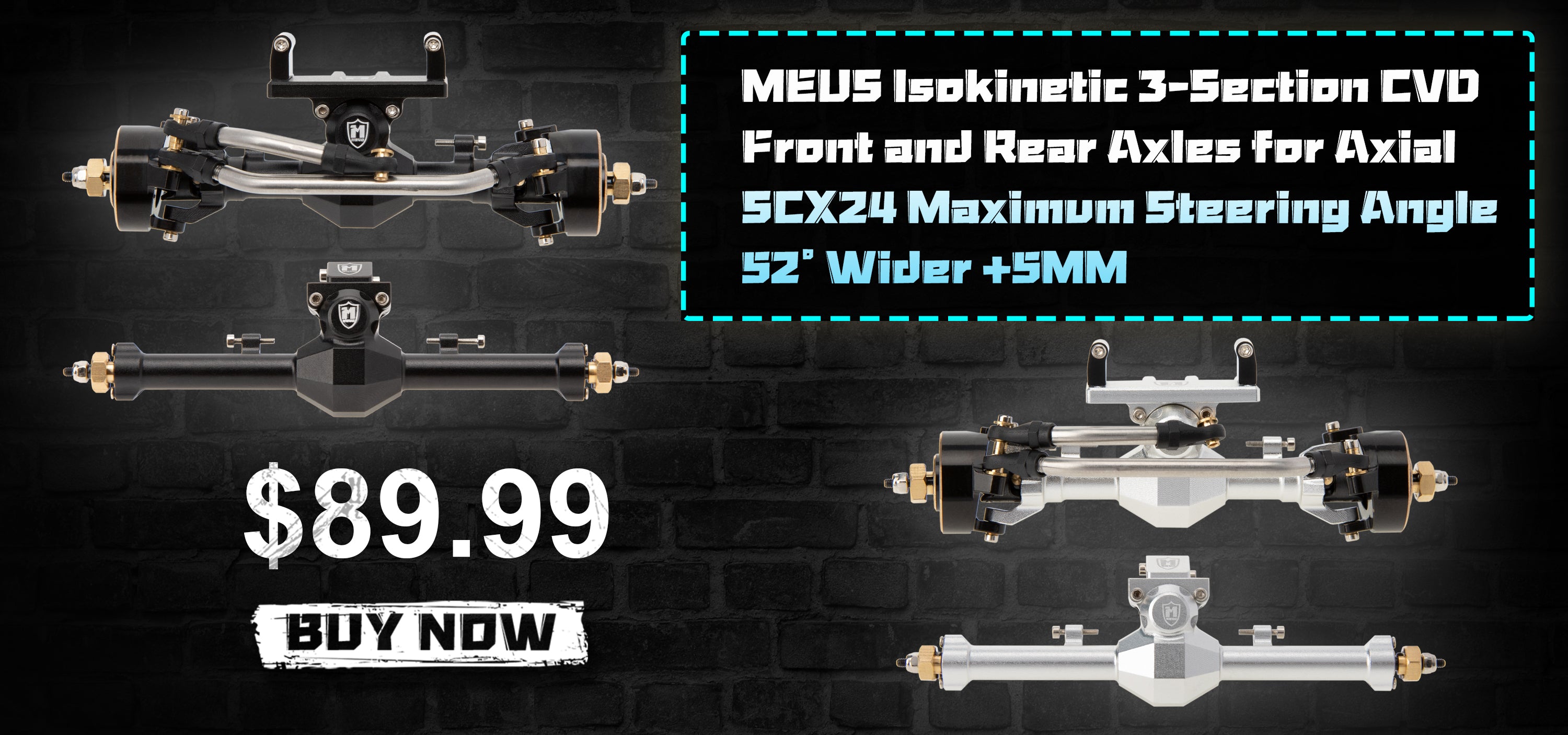 MEUS Racing Isokinetic 3-section CVD front and Rear Axle for SCX24