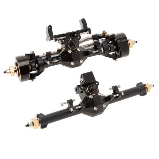 Black Isokinetic 3-Section CVD Front and Rear Axles for SCX24 