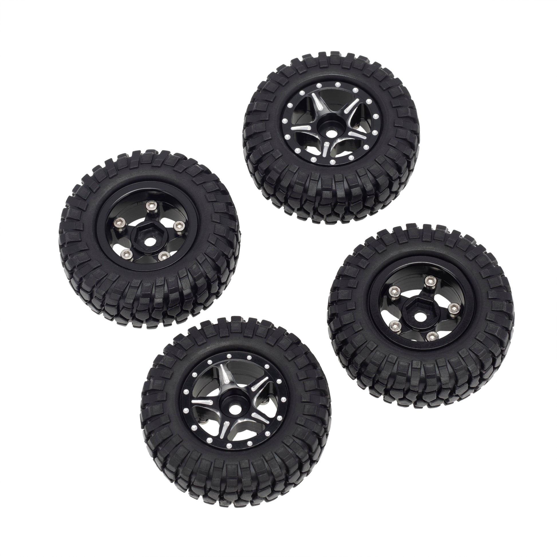 4-Piece Metal Beadlock Wheel Rims For 1/10 RC Crawlers - Fits Axial Wraith, TRX-4, D90
