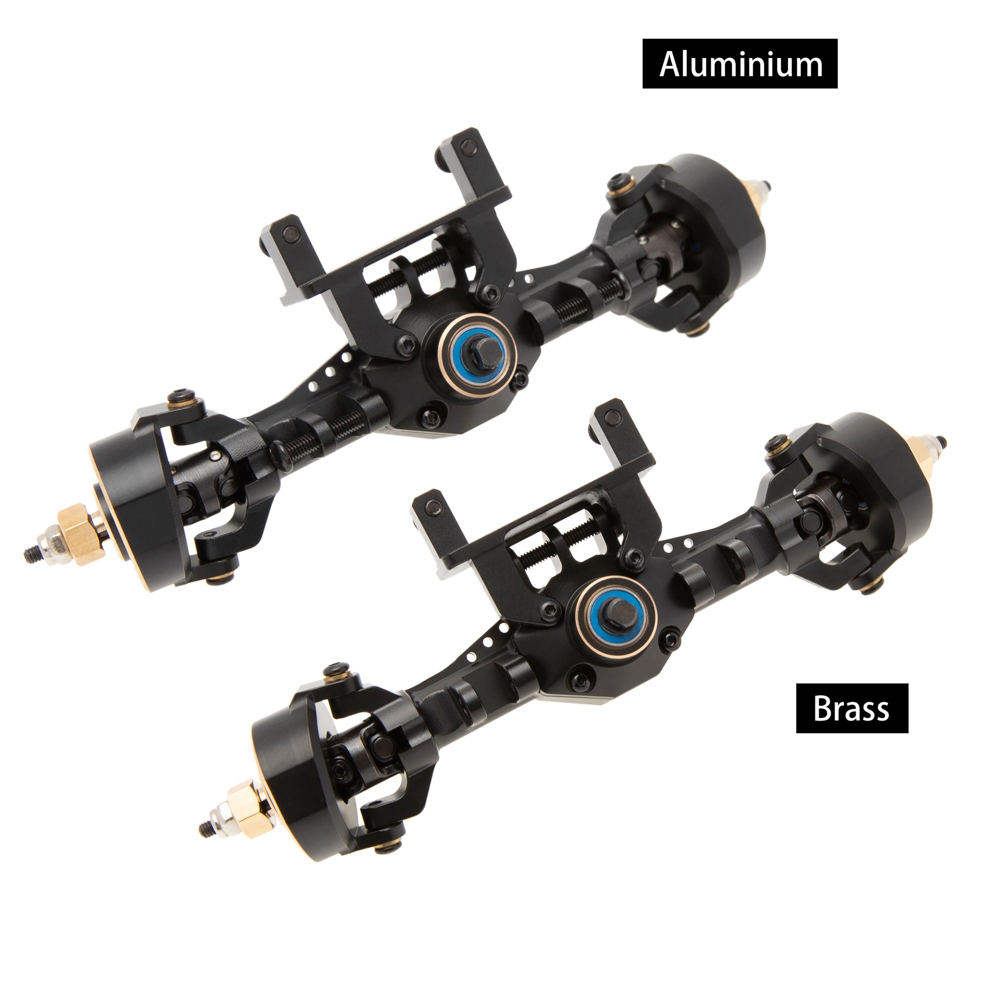 Black Aluminum and brass Isokinetic 3-Section CVD Front Axles