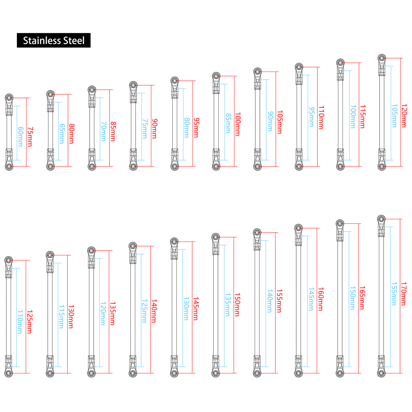 MEUS Racing Steel Link Rods Linkage Kit for TRX-4 SCX10 Tamiya CCO1
