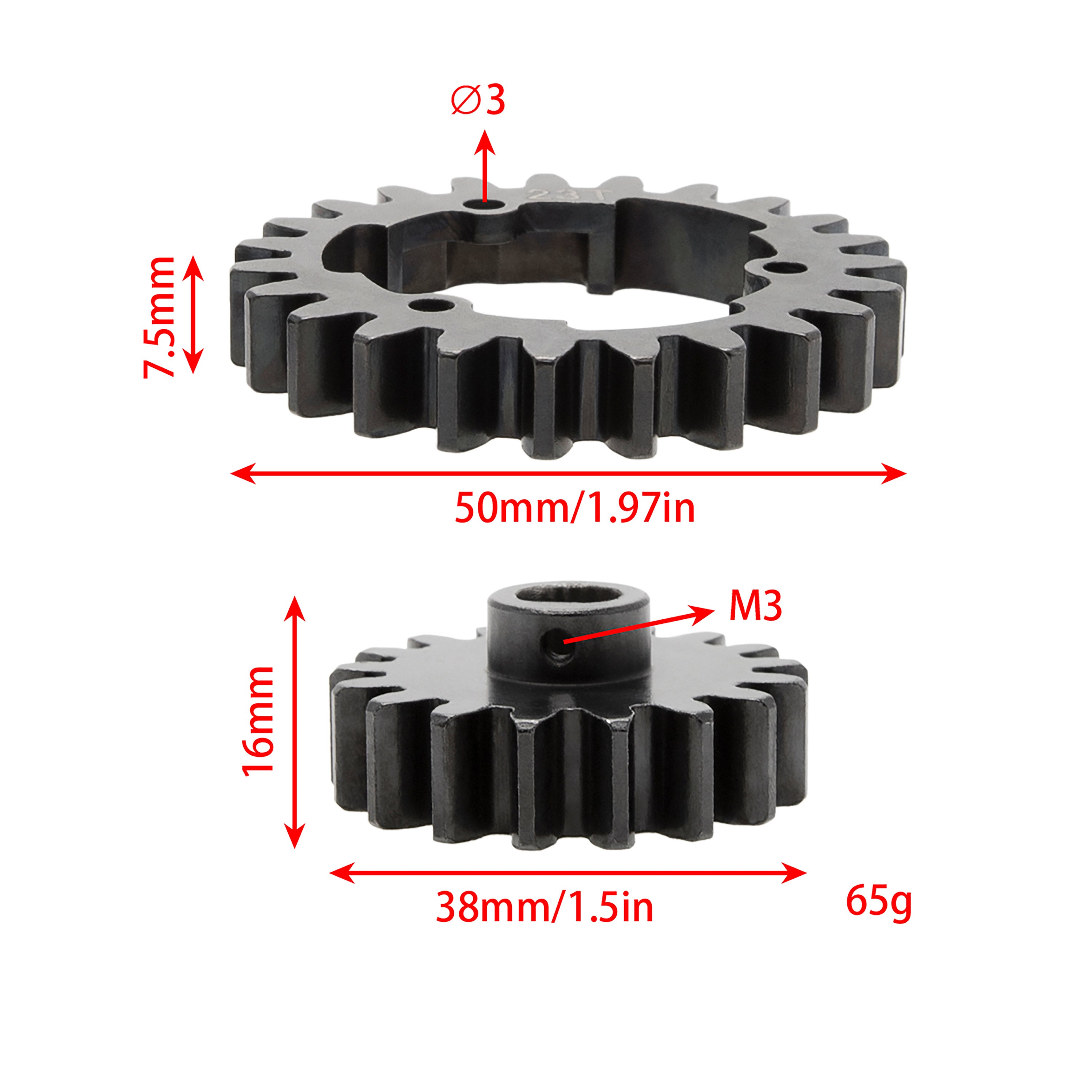 MEUS Racing Gear Hardened and Reinforced 2M Master Gear for Traxxas X-