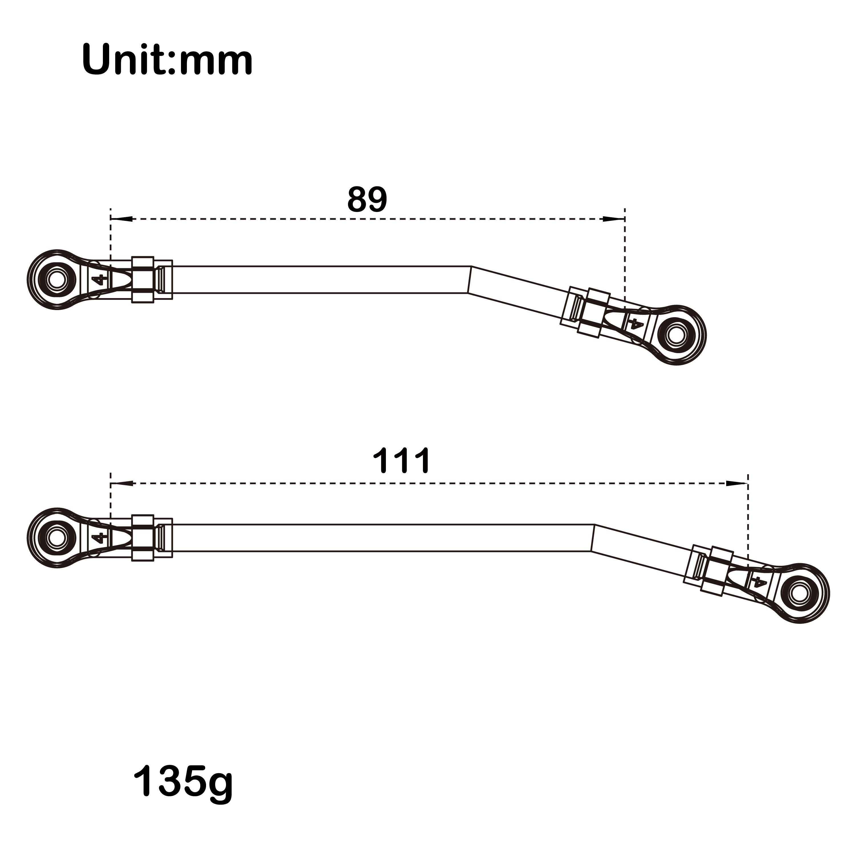 MEUS Racing 318mm Wheelbase Stainless Steel Links Set For 1/10 Axial C