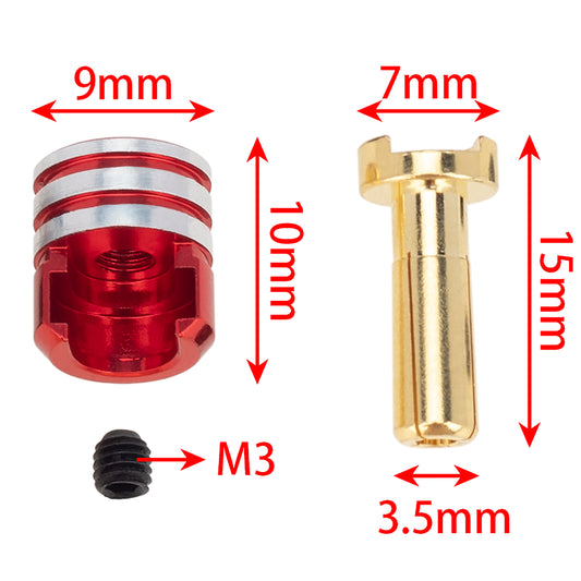 4Pcs 3.5mm Lower Heatsink Bullet Plug Grips 2Black/2Red