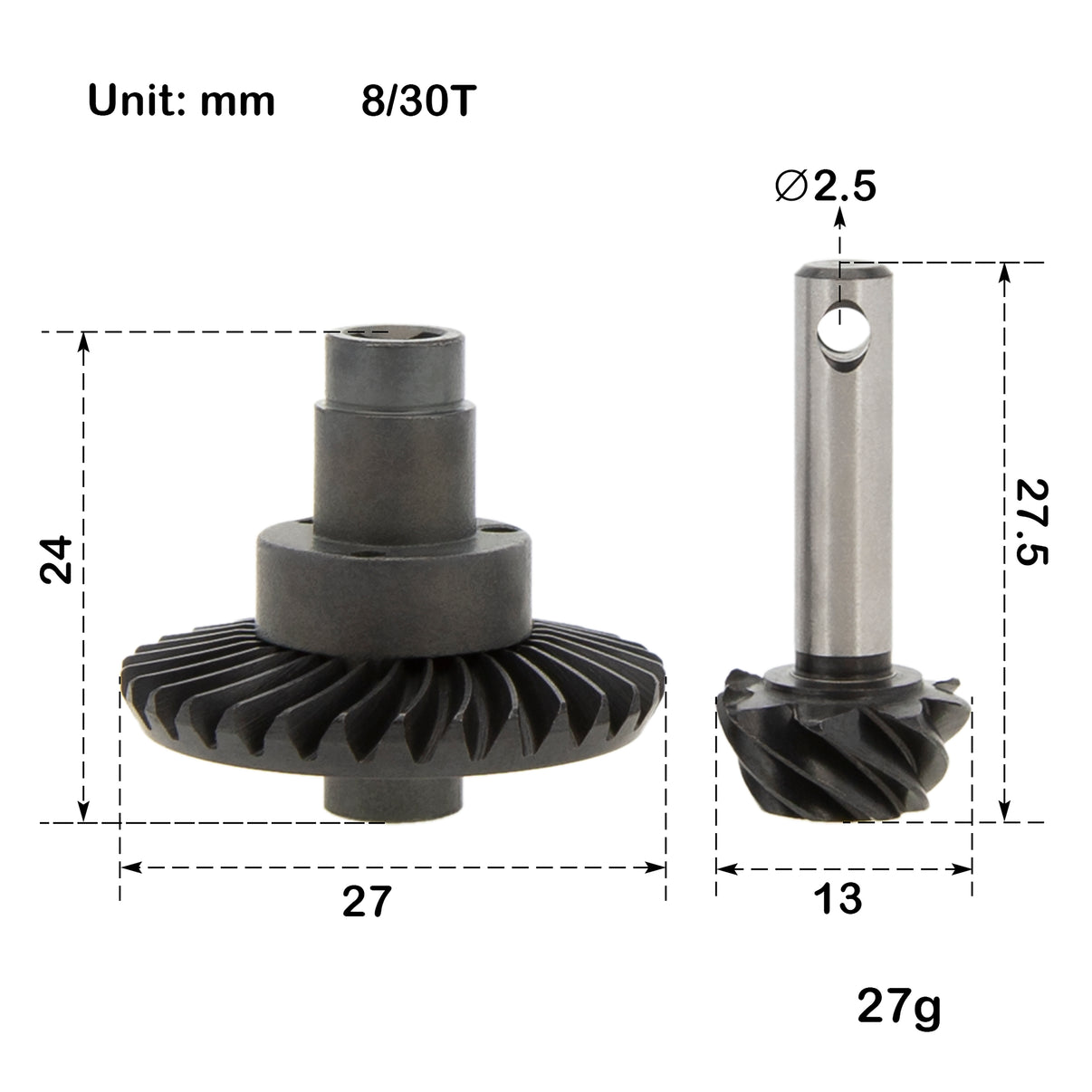 MEUS Racing Steel Front Rear Axle Gears 8T/24T/27T/30T for 1/10 SCX10 ...