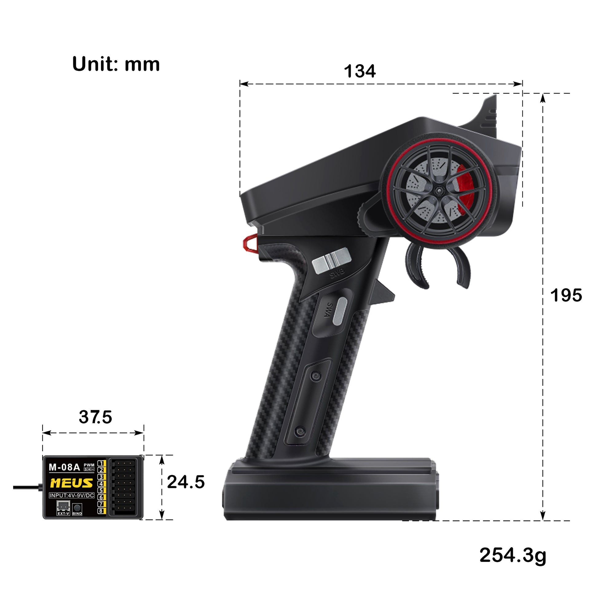Émetteur RC OMABETA - 3 canaux avec récepteur 2,4 Ghz et fonctions Émetteur RC OMABETA - 3 canaux avec récepteur 2,4 Ghz et fonctions