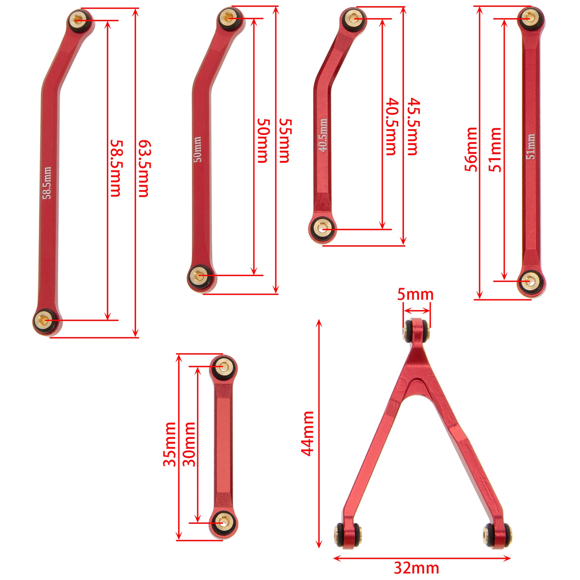 Axial 1/24 SCX24 6×6 Refit Kits Aluminum High Clearance Links size