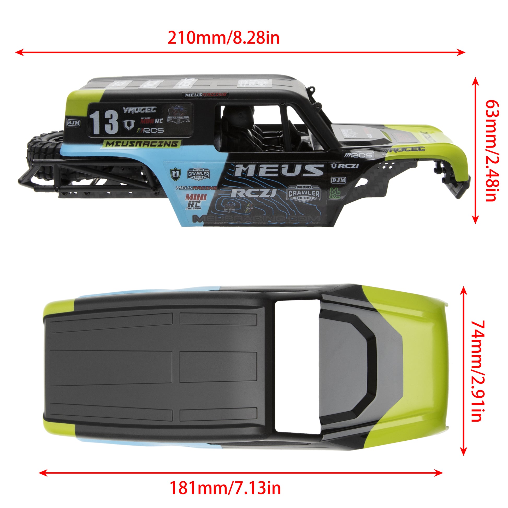 Green MB24 ABS body shell Size for SCX24