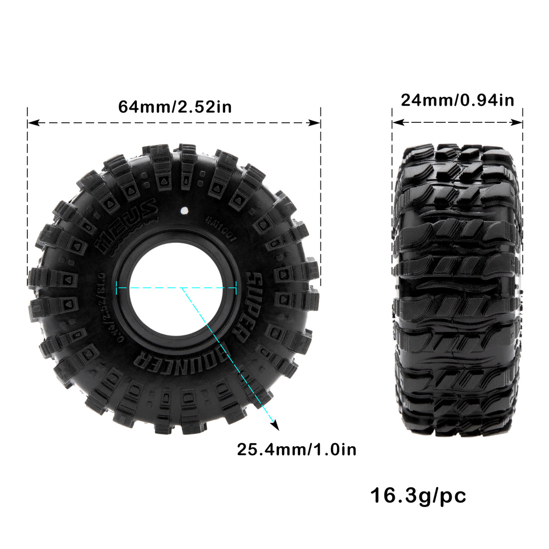 Super Bouncing M1001 1.0-inch tires