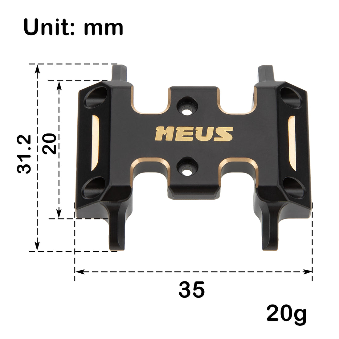 MEUS Racing 20g Brass /Nylon Transmission Skid Plate for Axial 1/24 SCX24 Fit Stock RC Model