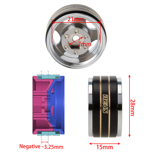 Five star type 1.0" Beadlock Wheel Size for SCX24 and TRX4M