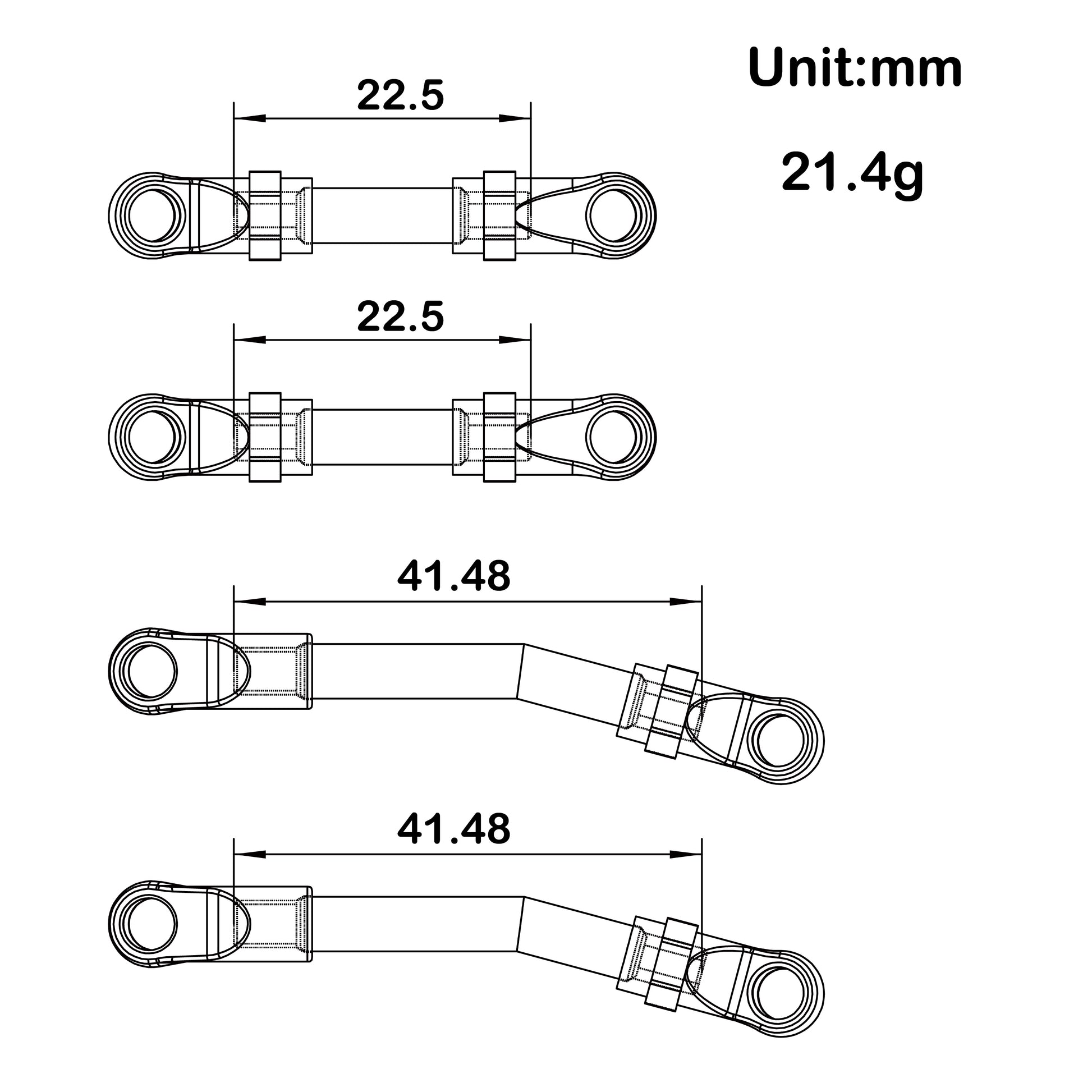 Aluminum AX24 High Clearance Chassis Links Size