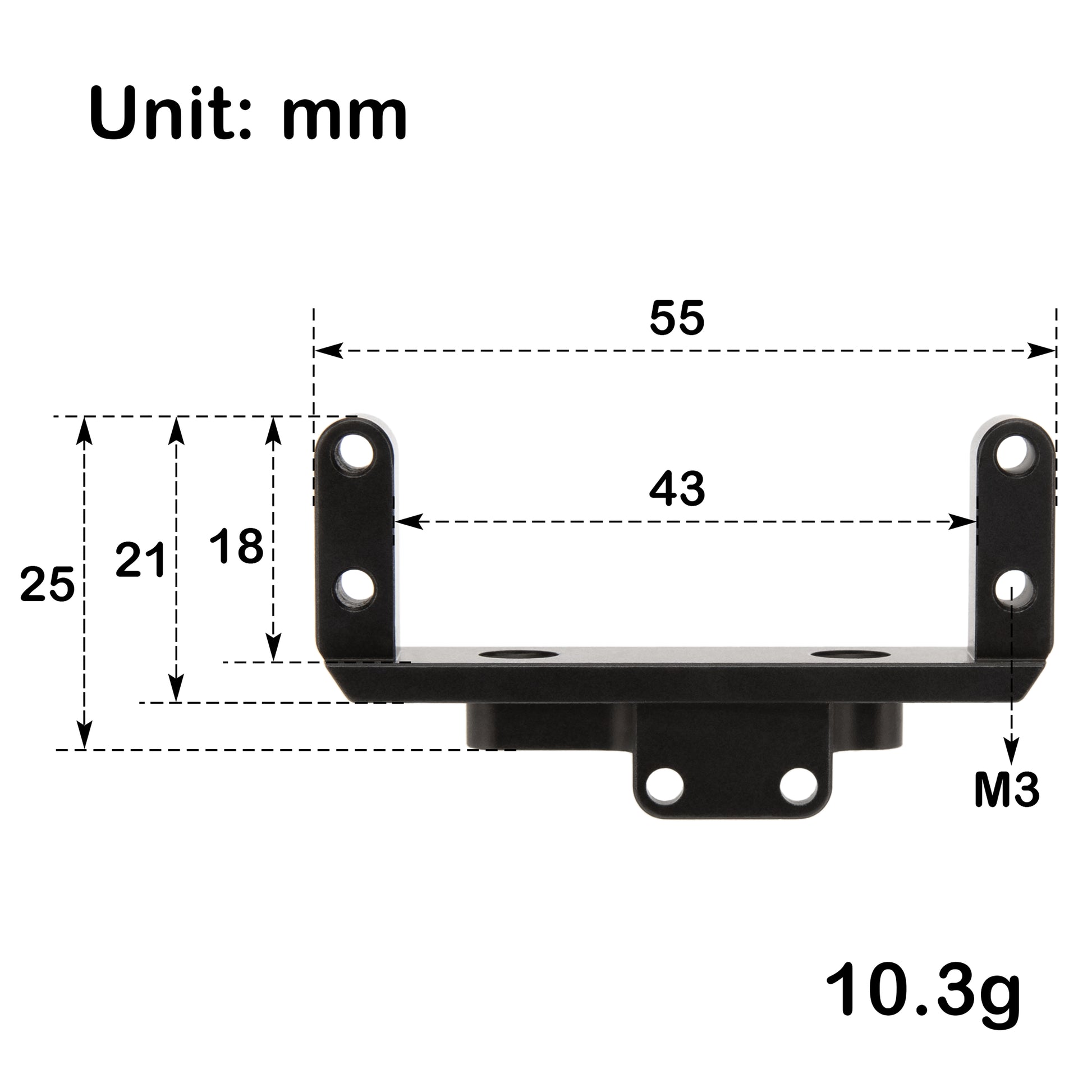 Aluminum Horizontal Servo Mount Size