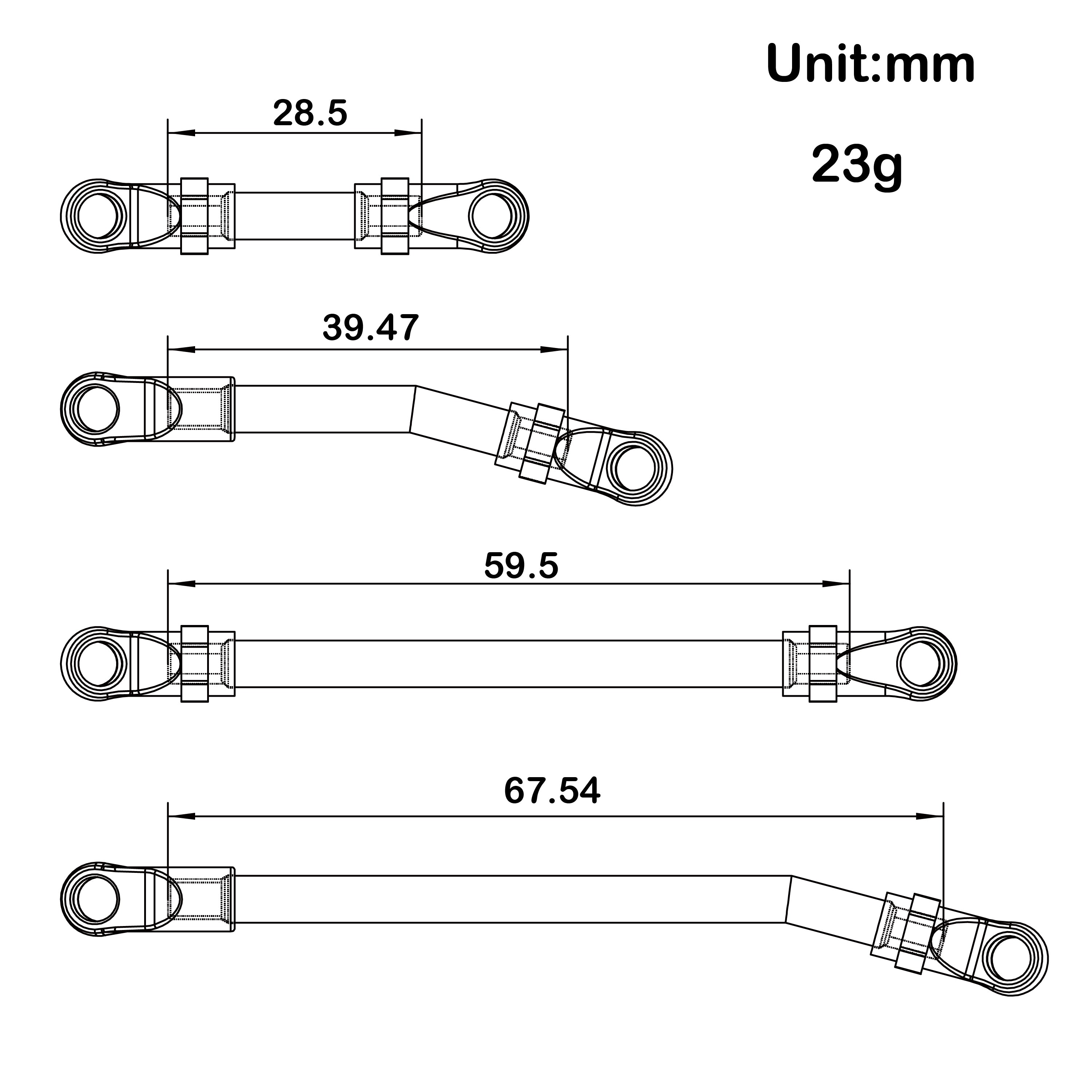 MEUS Racing High Clearance Chassis Links for SCX24 Gladiator Power