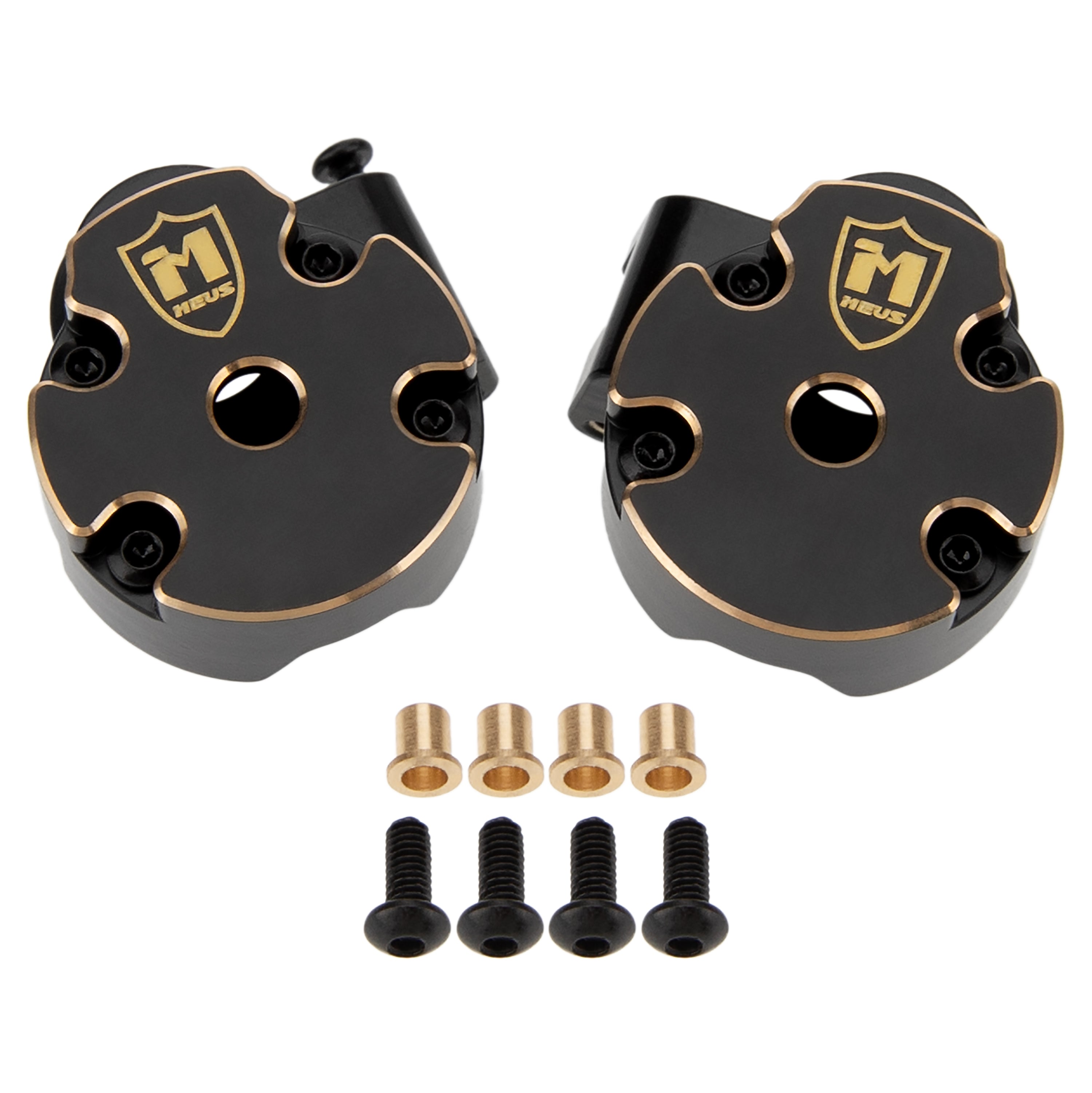 MEUS Racing Ascent-18 Apex Brass Steering Knuckles & counterweight covers
