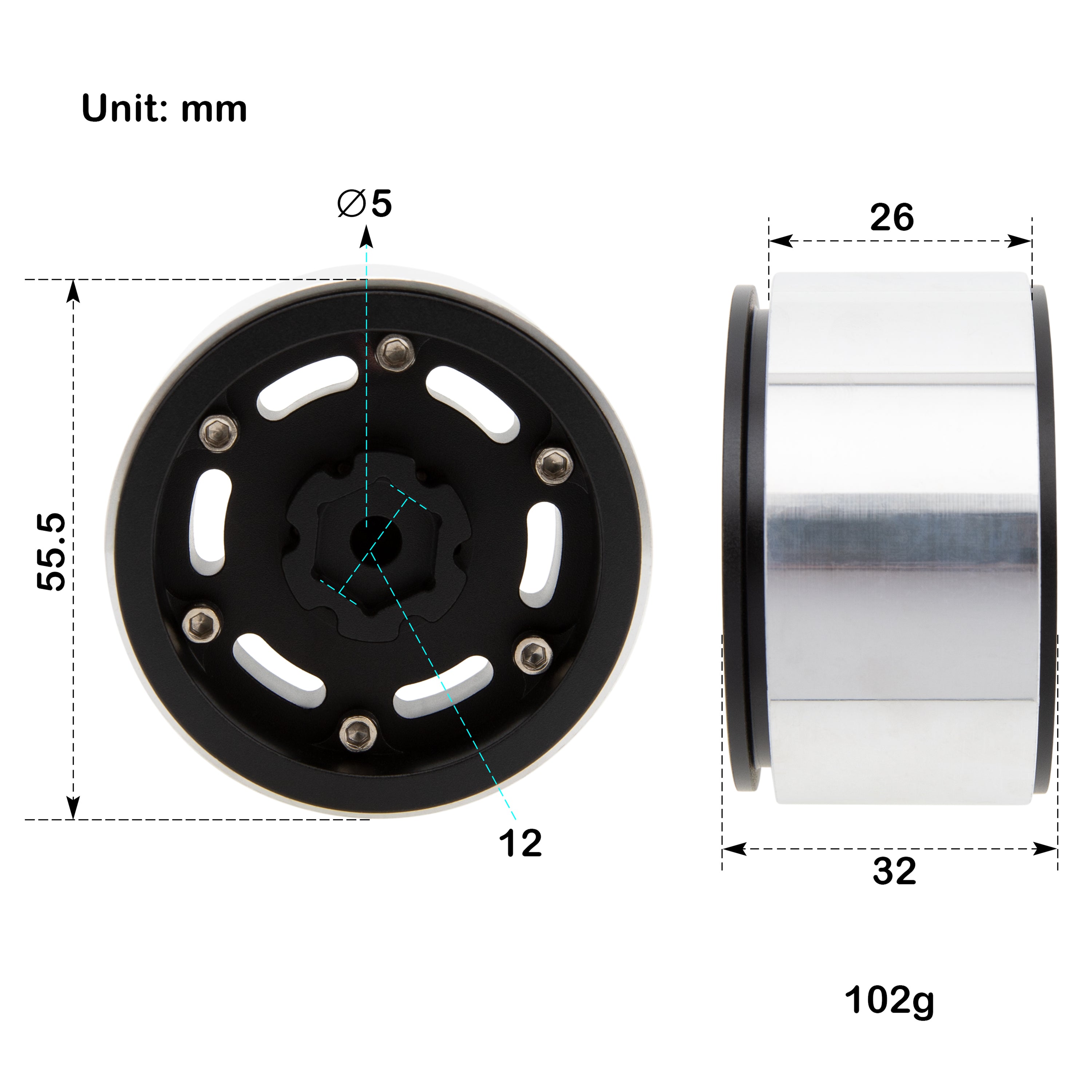 MEUS Racing Aluminum 1.9 Beadlock Wheels for 1/10 TRX4 TRX6 Axial SCX1