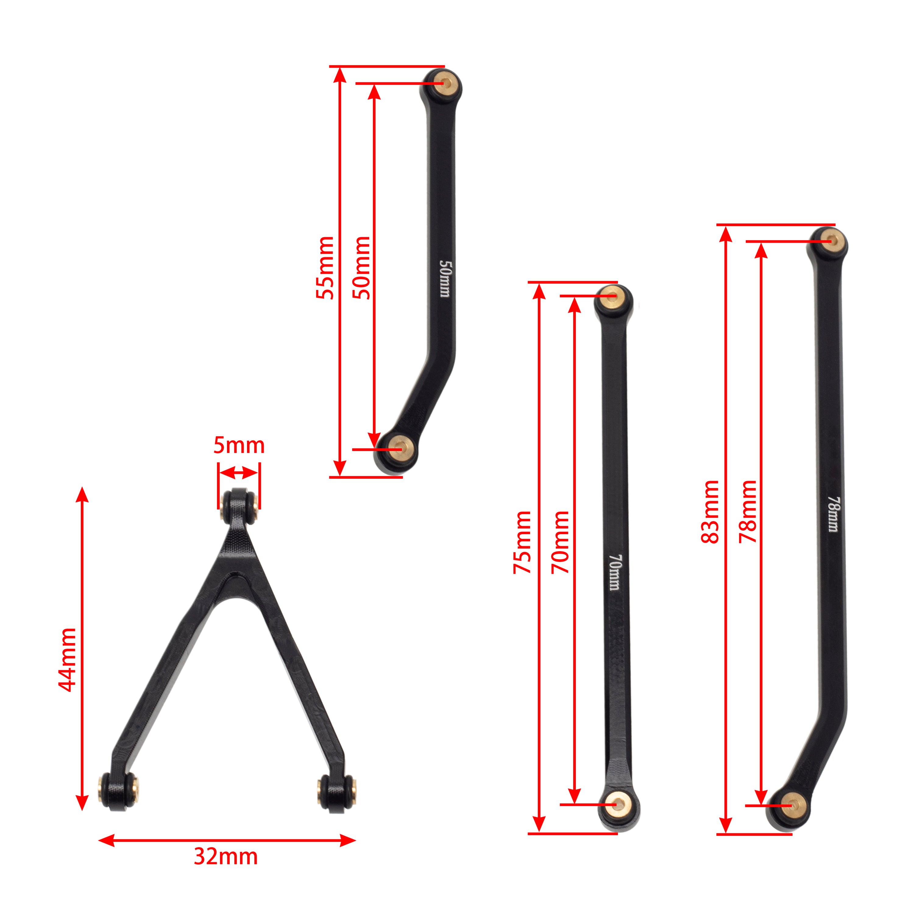 MEUS Racing CNC Aluminum High Clearance Chassis Links for 1/24 Axial S