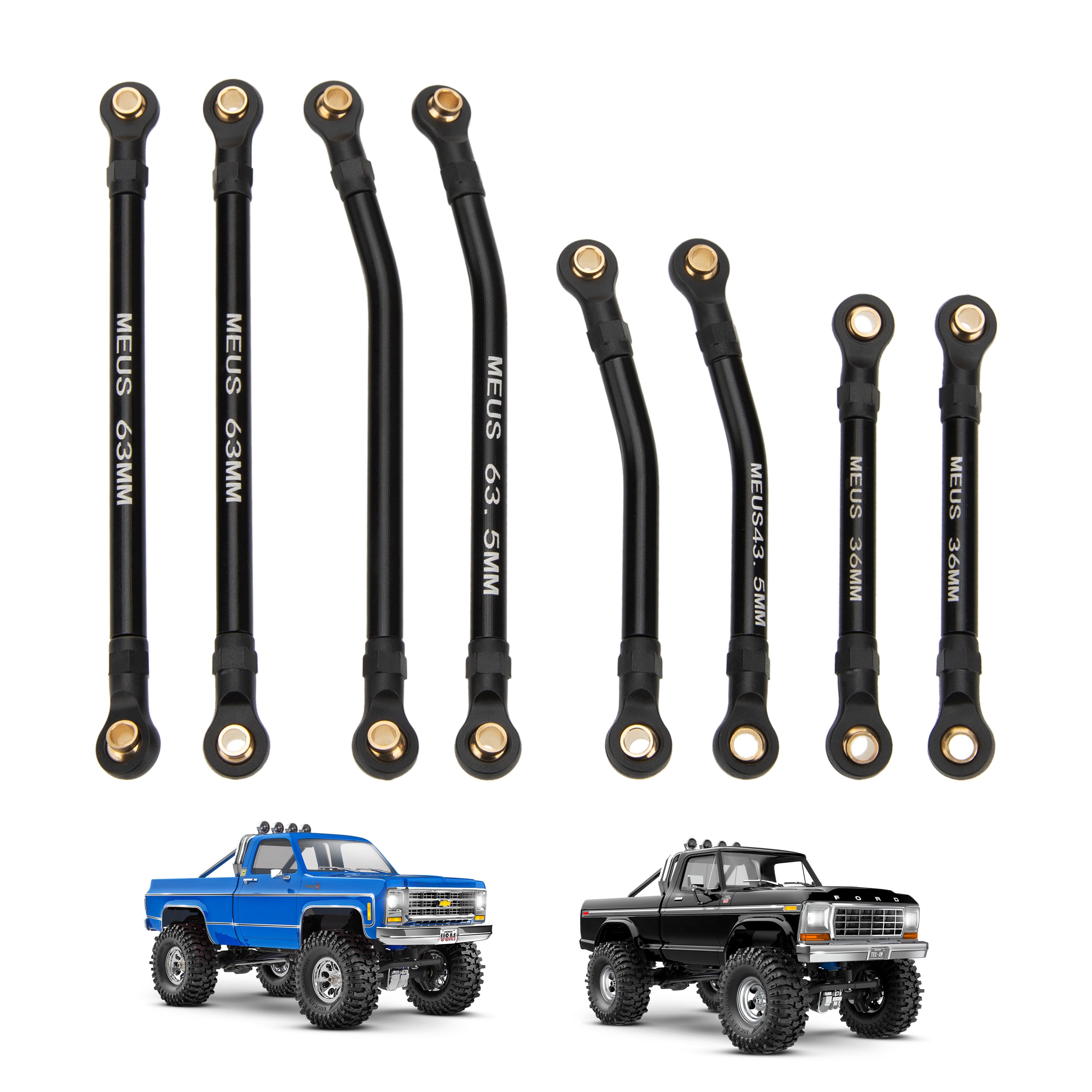 MEUS Racing High Clearance Chassis Links for TRX4M High Trail K10 F150
