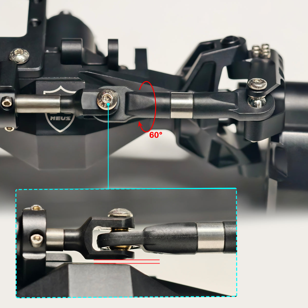 Black CHEAT CODE V2 Capra 1.9 Isokinetic front axle