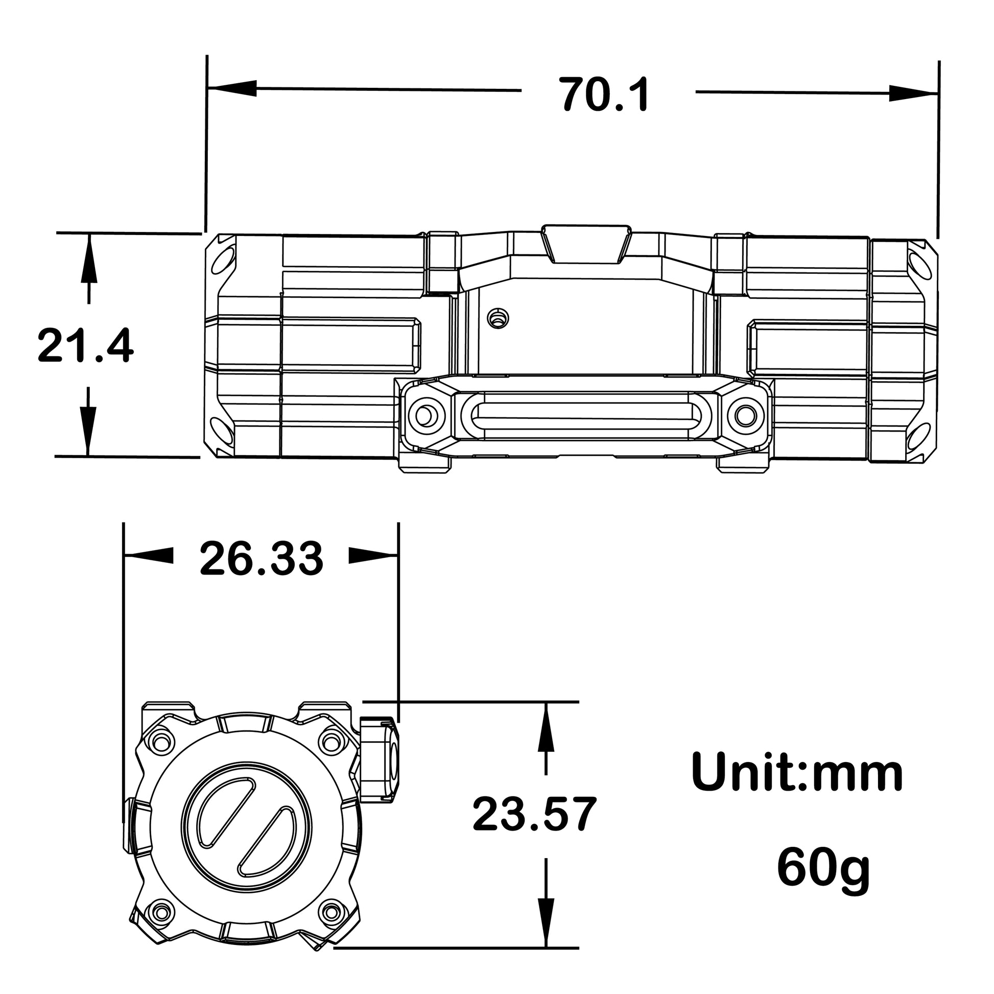 Black RC Metal Winch size
