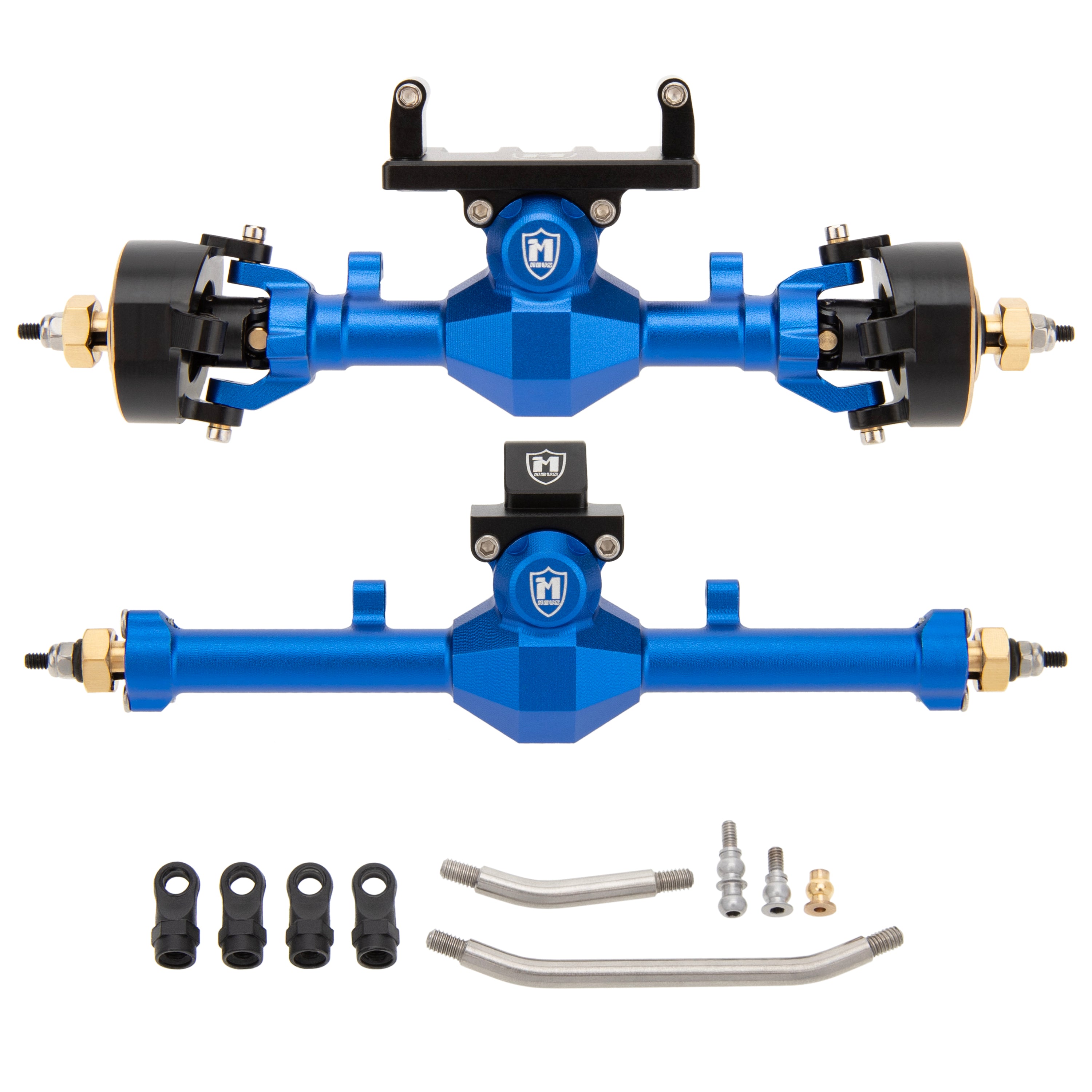 MEUS Racing SCX24 Metal V1 Isokinetic Front and Rear Axles with 3-Sect