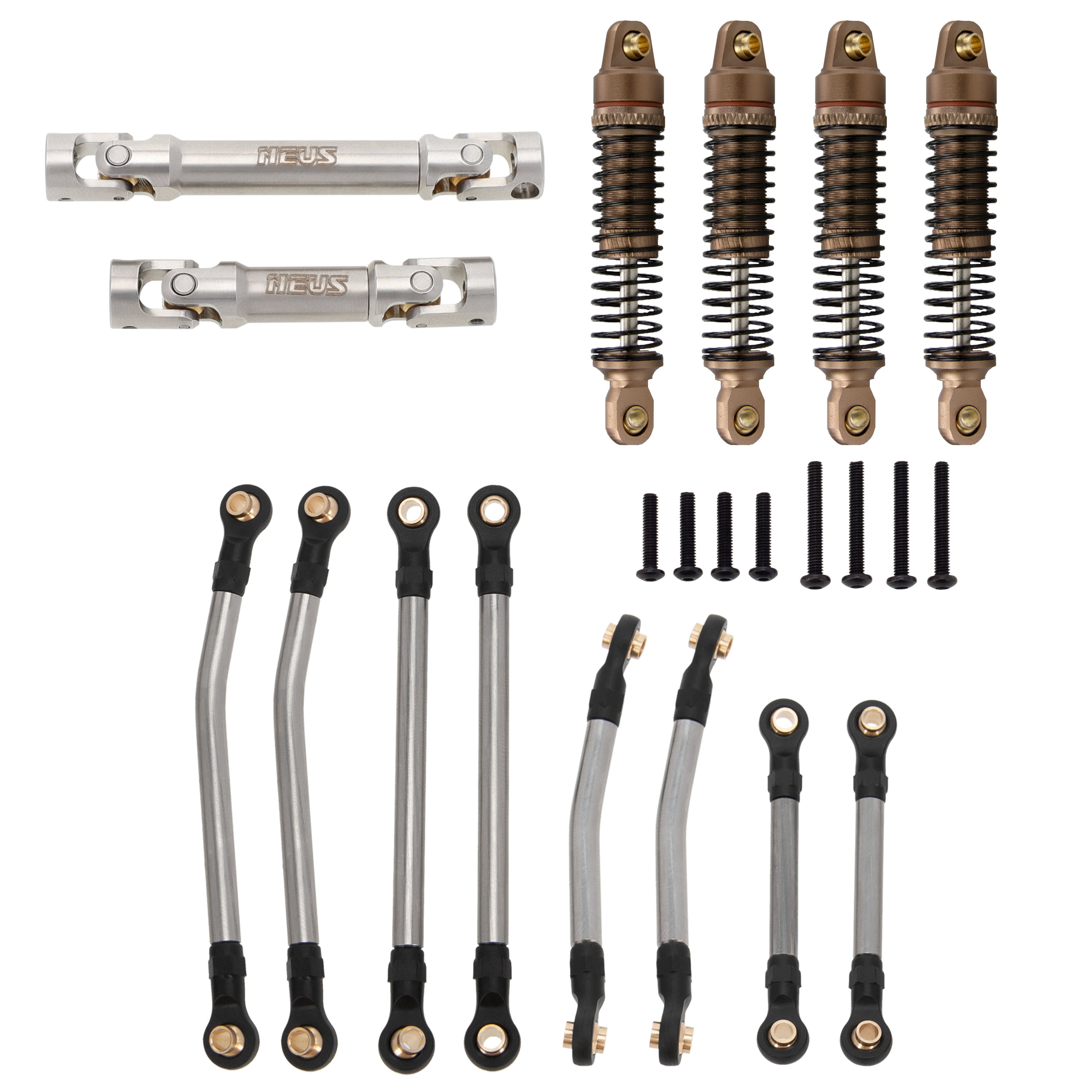 MEUS Racing TRX4M Chassis Links Shock Absorbers Drive Shafts Kit For 1