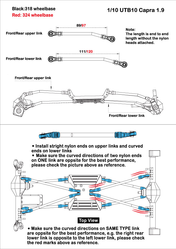 Capra-1.9 UTB-318 wheelbase chassis links