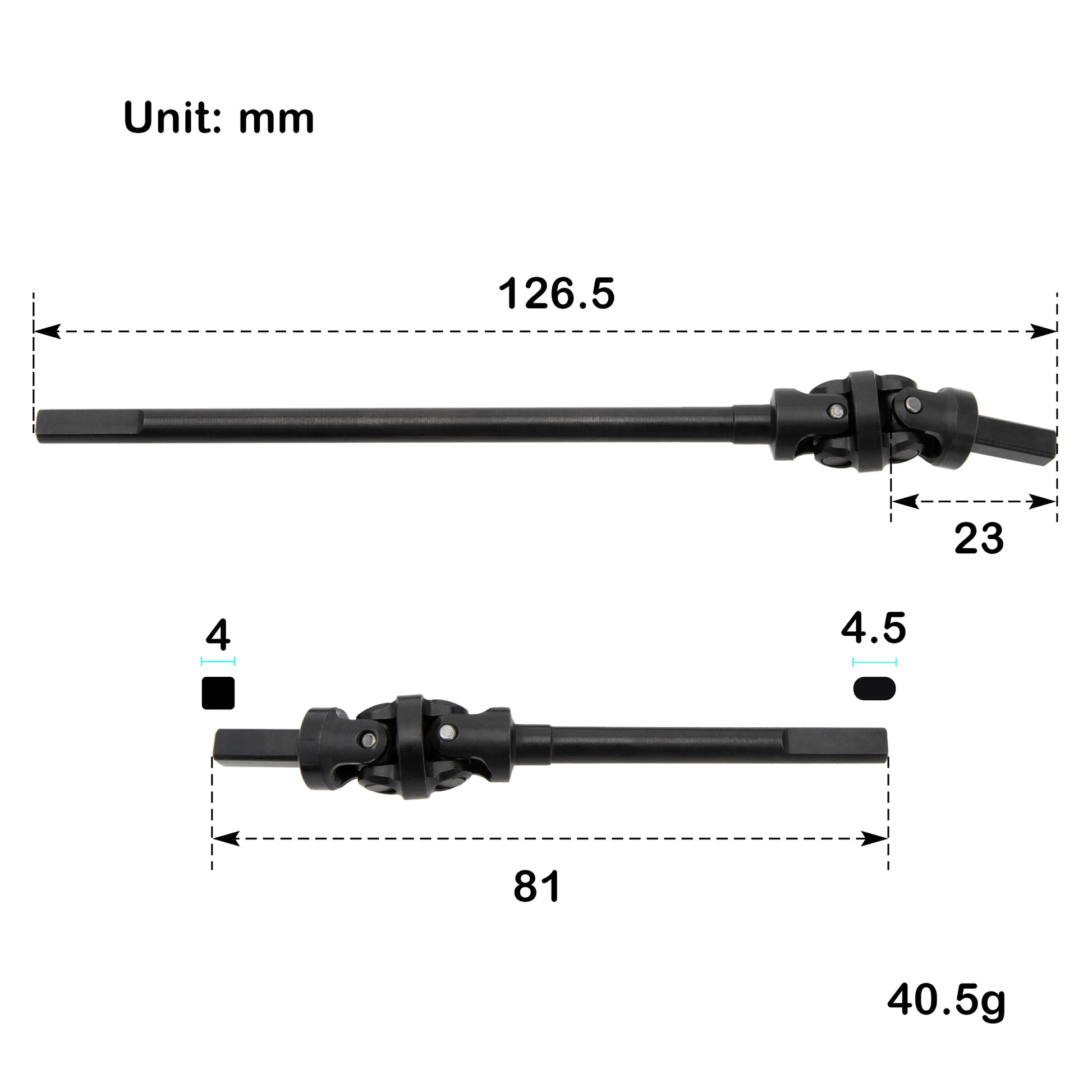 Capra 1.9 UTB ISO Portal axle 3-Section V2 CVD Shaft size