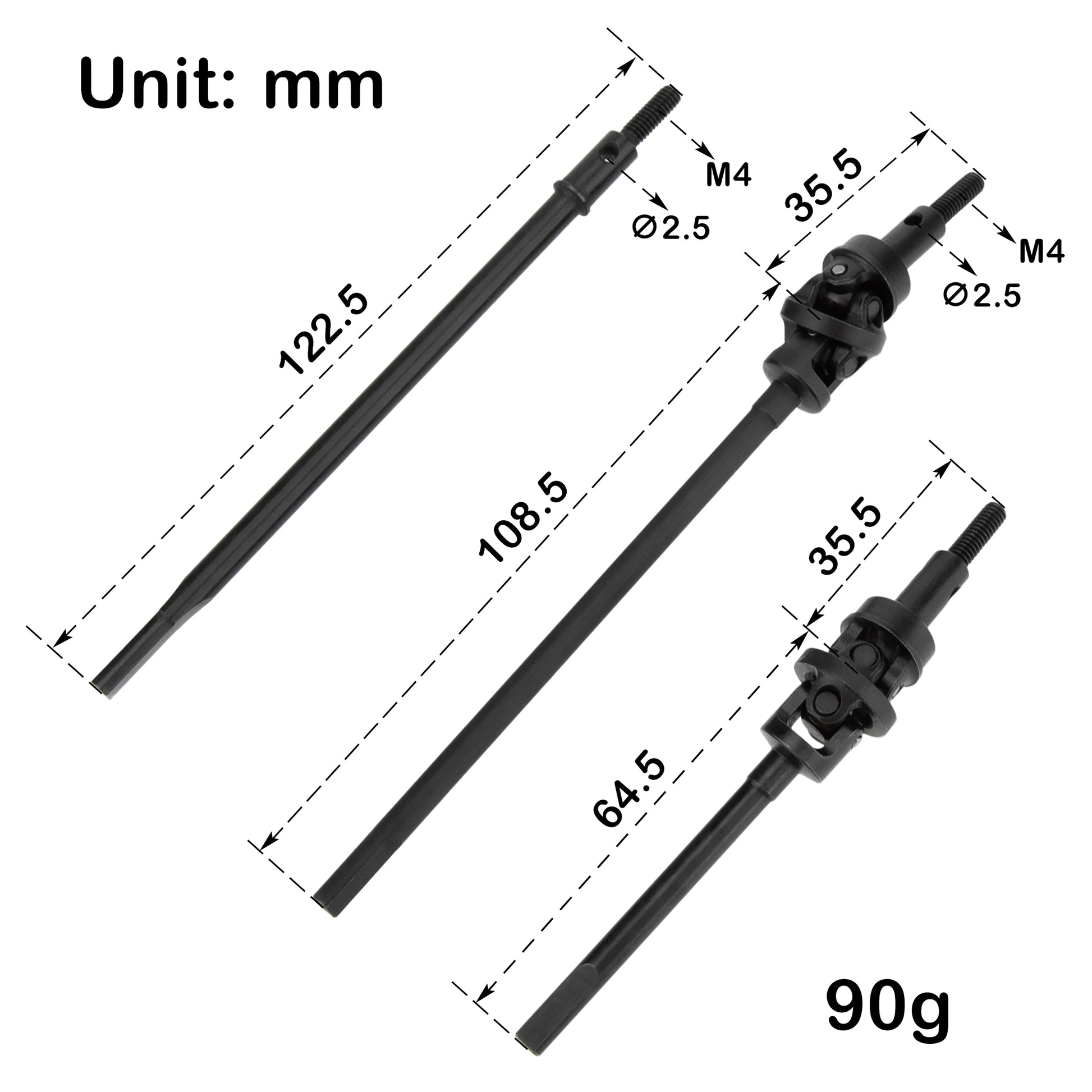 Capra wheel distance 224mm Axle CVD shafts Size
