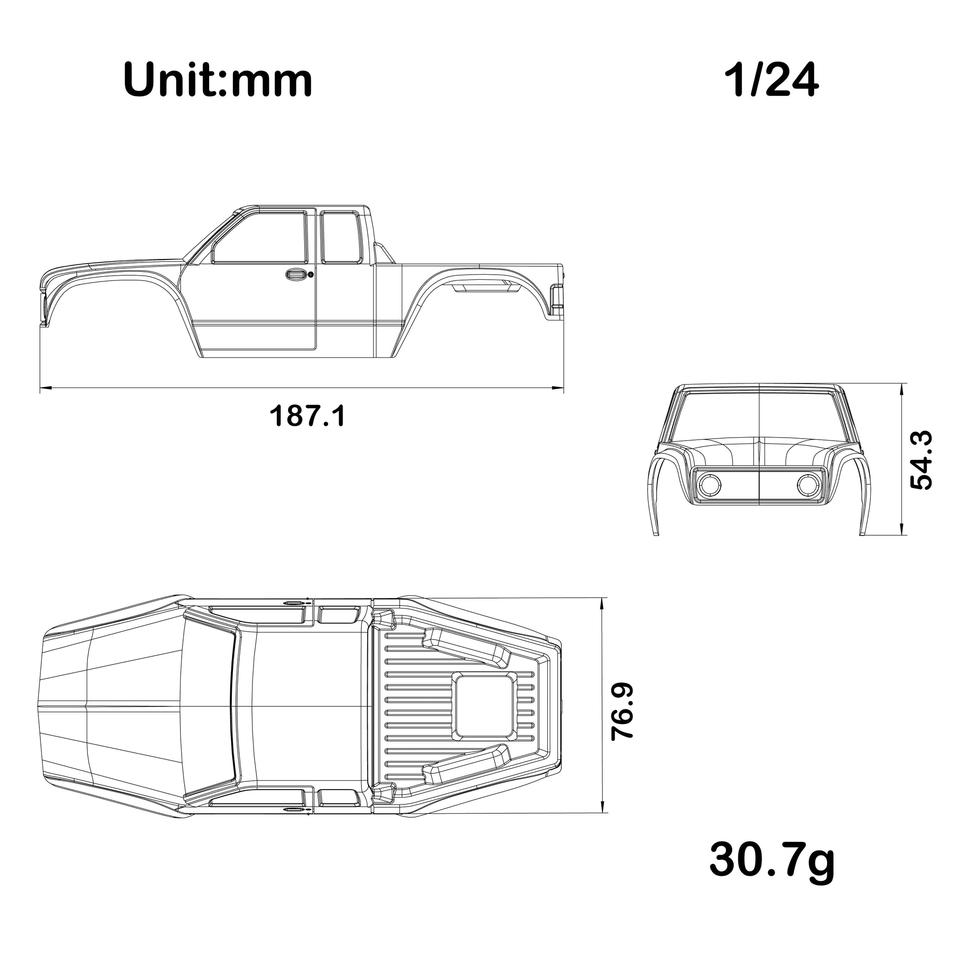 Clear Body Shell Size for SCX24