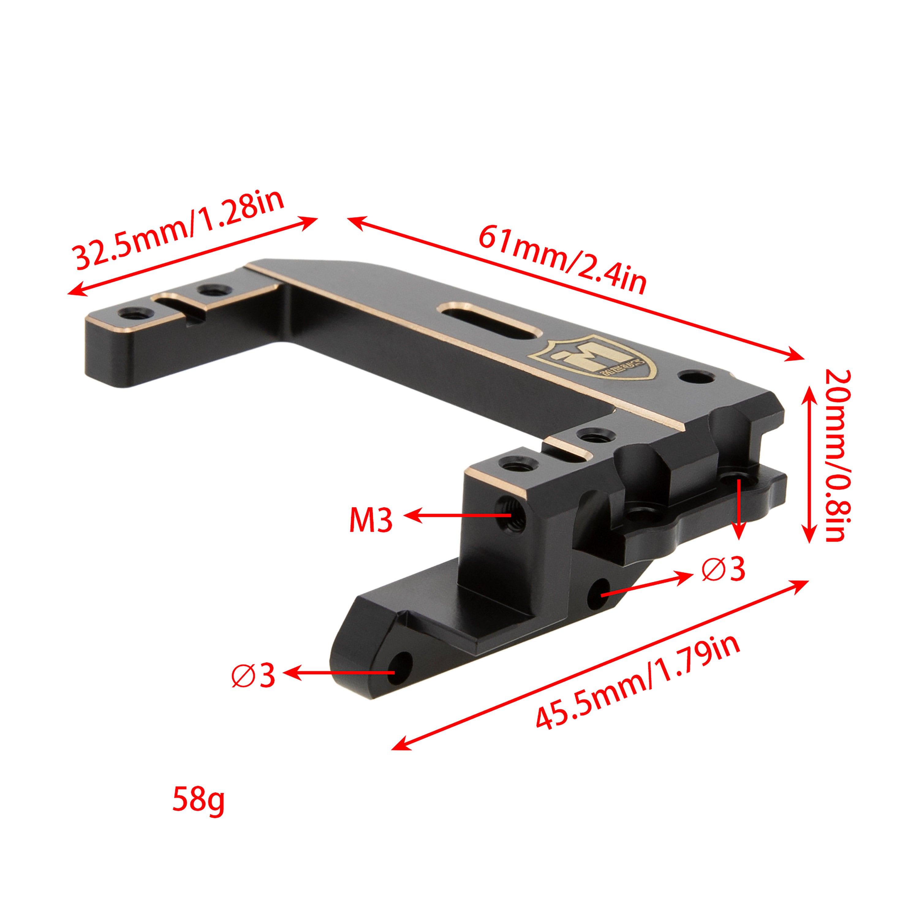MEUS Racing H10 Brass Servo Mount 58G For 1/10 Vanquish H10 Optic