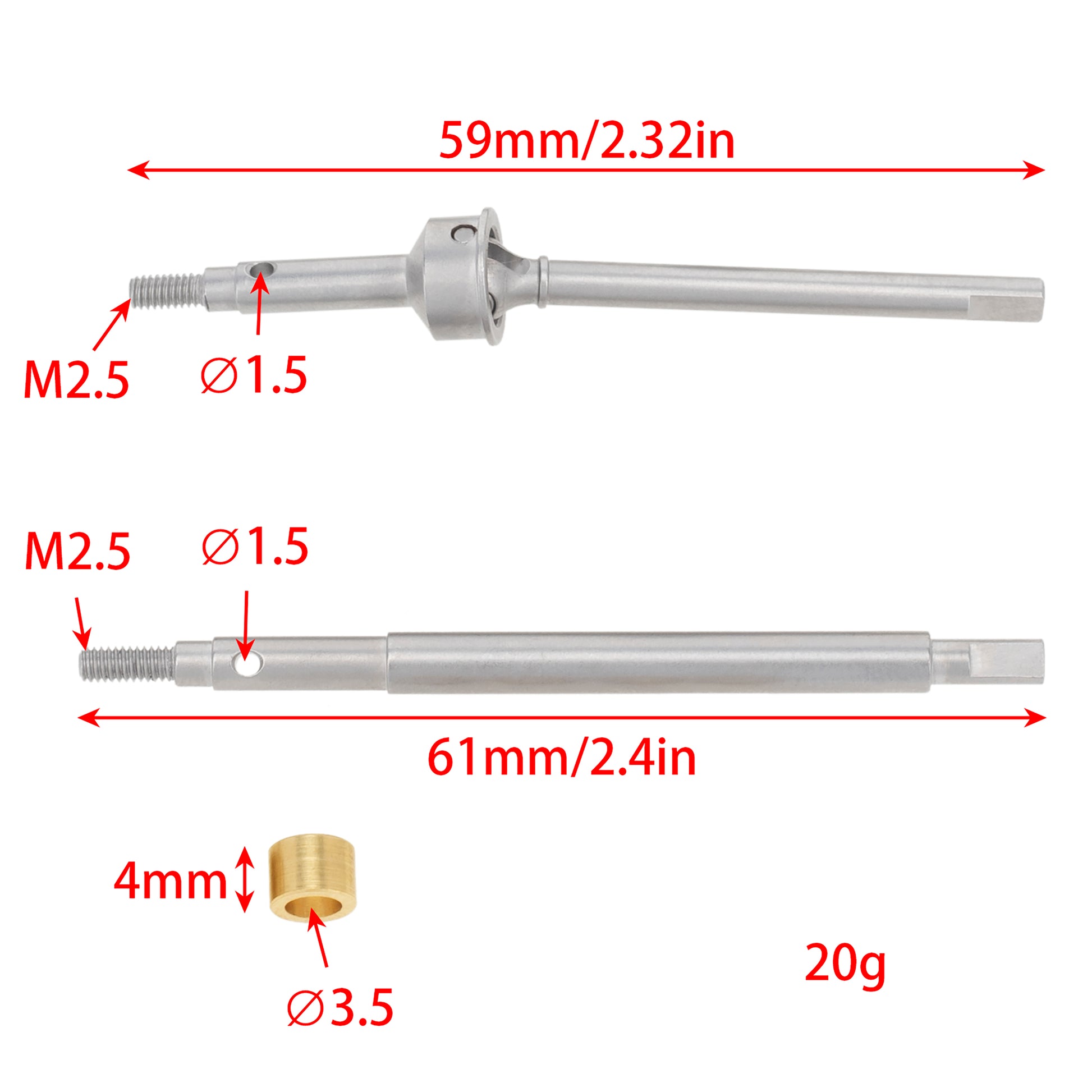 MEUS Racing Wheelbase Extended Thread Dogbone +4MM CVD Front and Rear