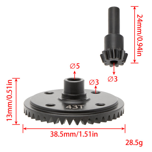 Carbon Steel Diff Gear 10T 43T Gearbox Differential Gears Set size
