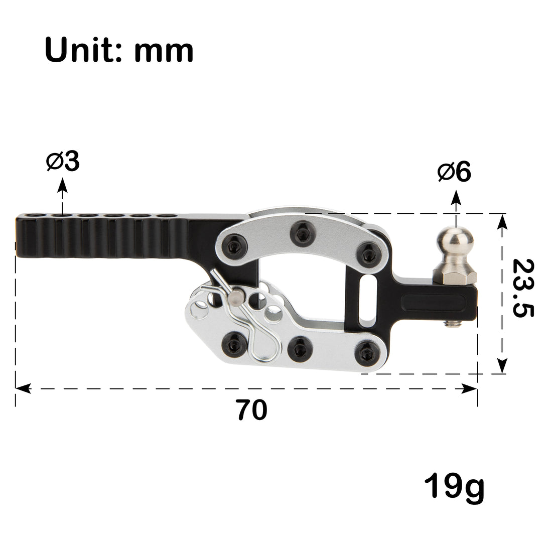 MEUS Racing 1/10 Scale RC Trailer Hitch RC Tow Hook Drop Hitch Receiver for Axial SCX10 Traxxas TRX4