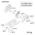 LCG 12:1 Ratio Metal Gearbox-explored view