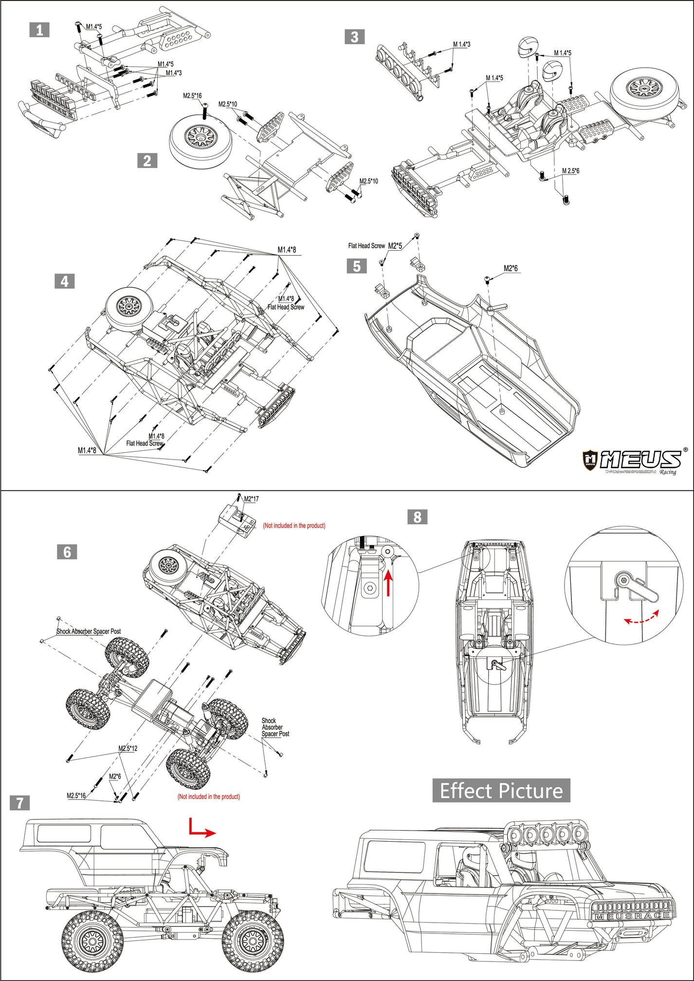 MEUS Racing MB18 Body & Chassis Frame Kit for 1/18 TRX4M Defender Bron