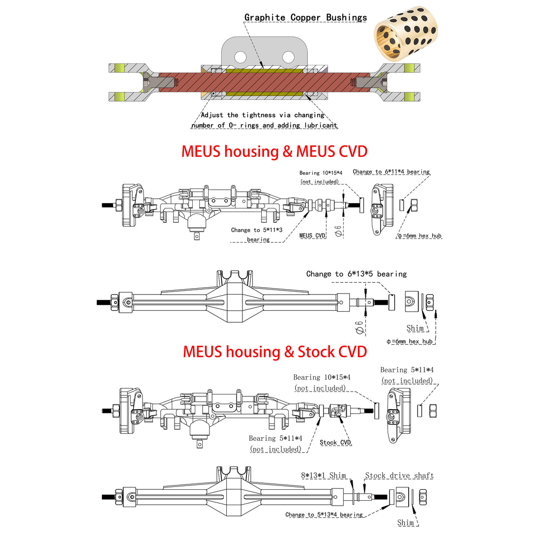 Black H10 Optic Isokinetic Front Rear Axles Housing