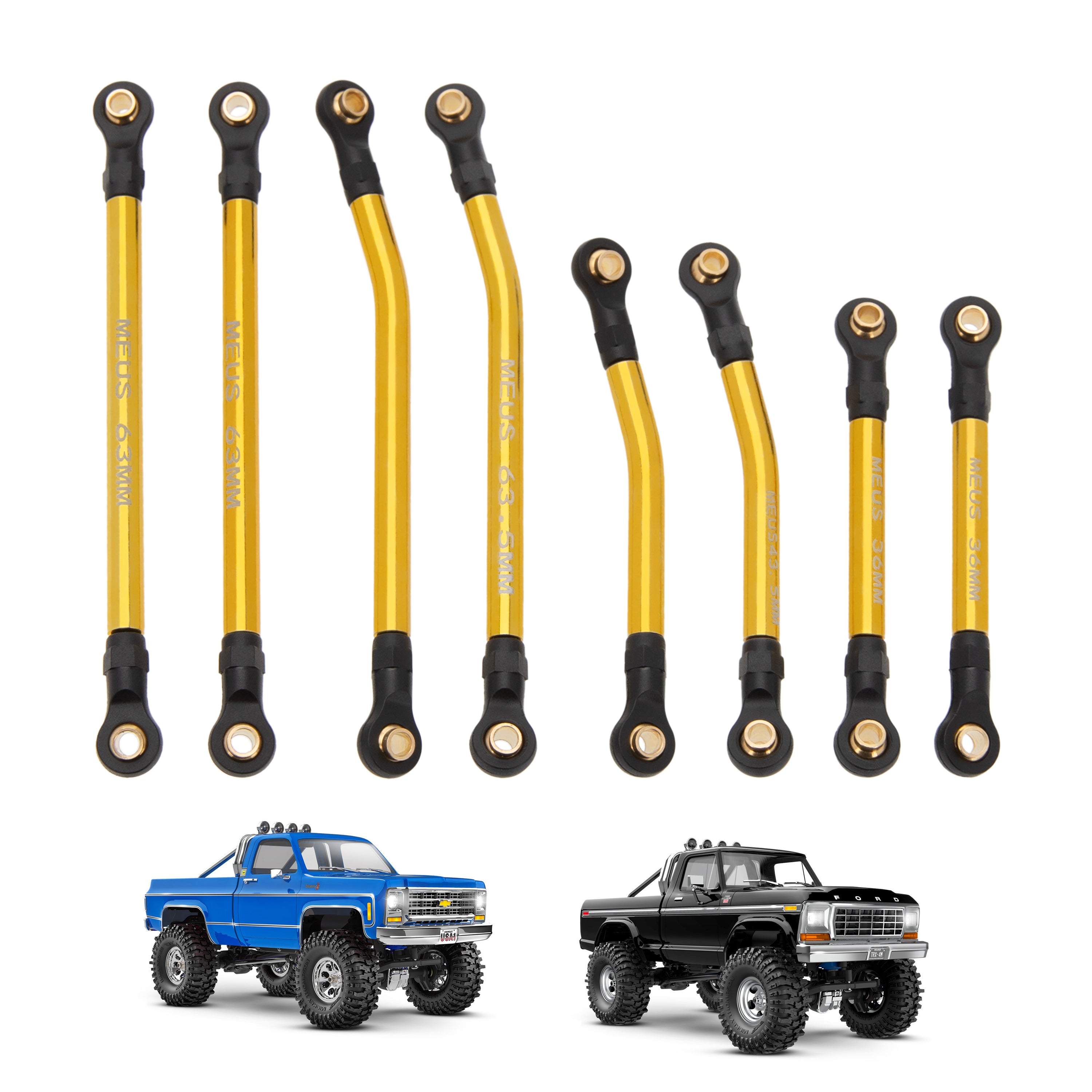 MEUS Racing High Clearance Chassis Links for TRX4M High Trail K10 F150