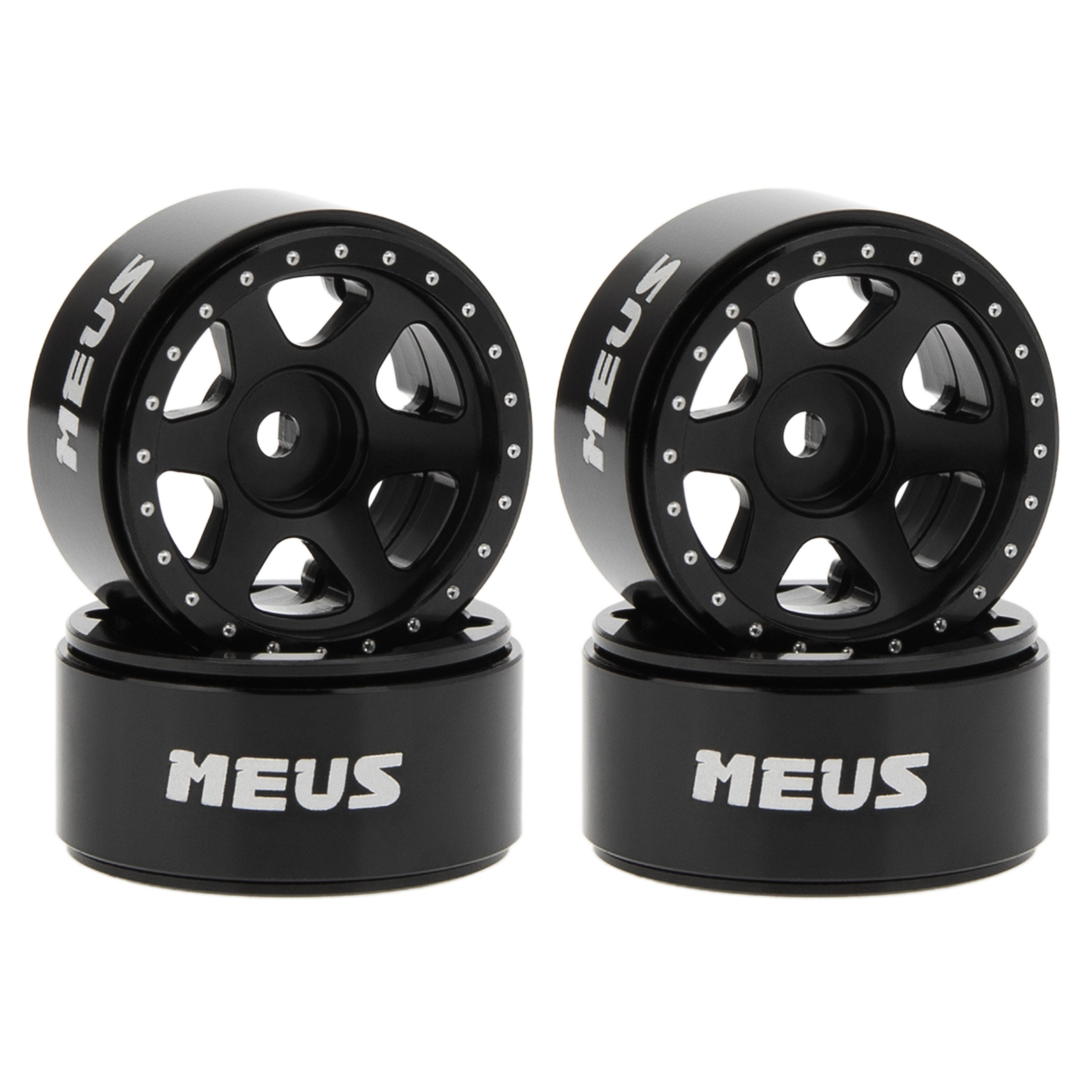 MEUS Racing 0.7-Inch Aluminum Beadlock Deep-Dish Wheels for 1/30 SCX30