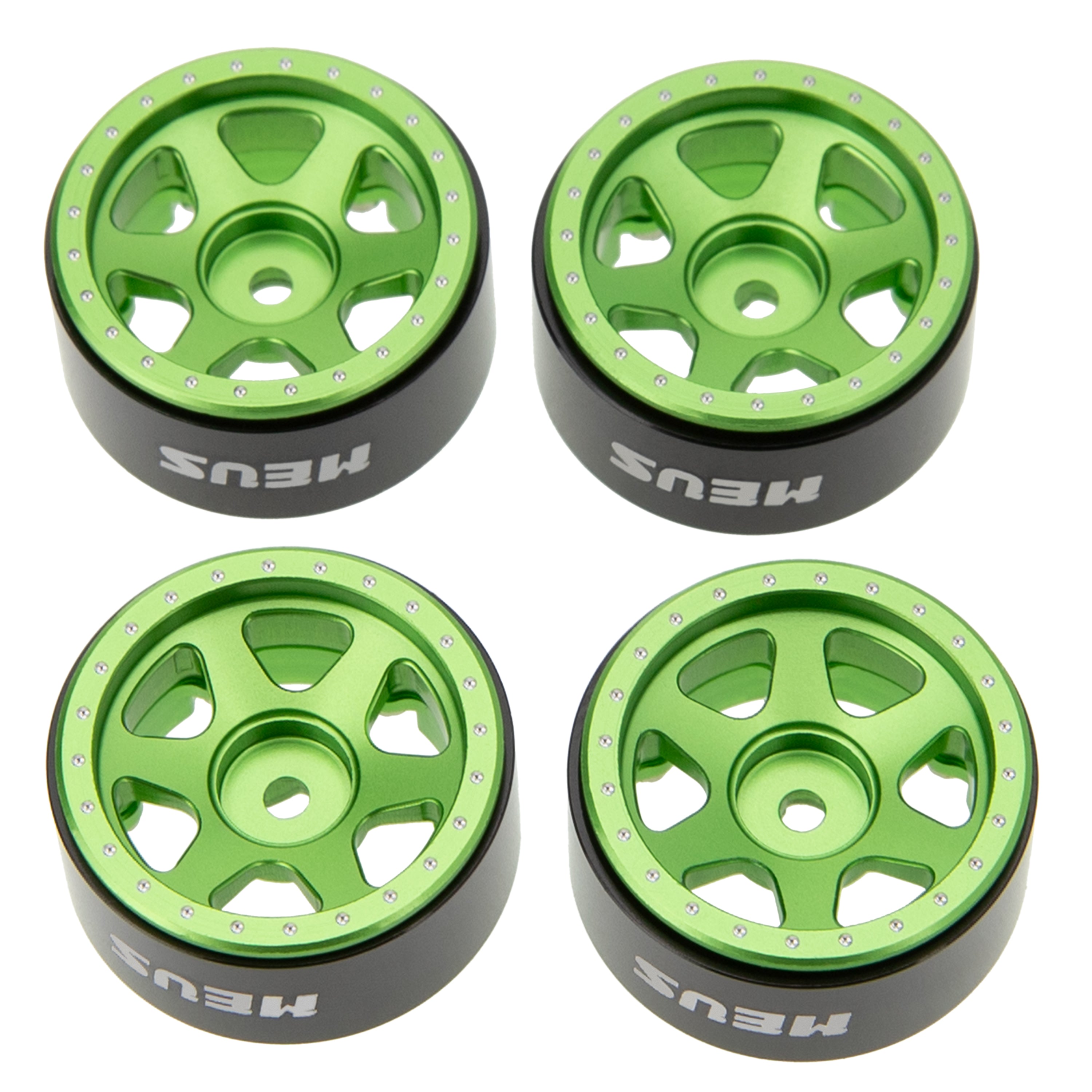 MEUS Racing 0.7-Inch Aluminum Beadlock Deep-Dish Wheels for 1/30 SCX30