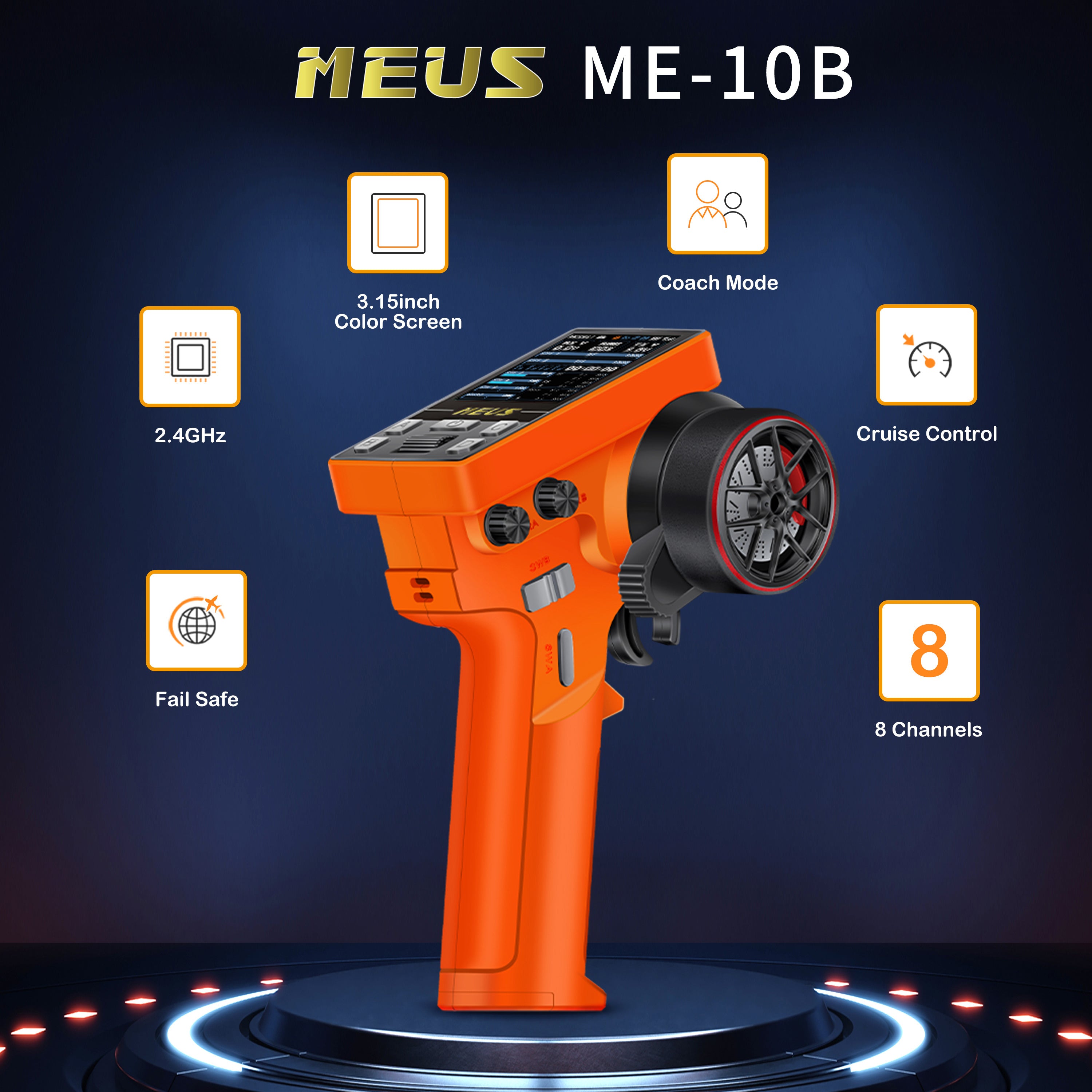 MEUS Racing ME-10B RC Transmitter 8CH 2.4GHz & Receiver with Coach Mod