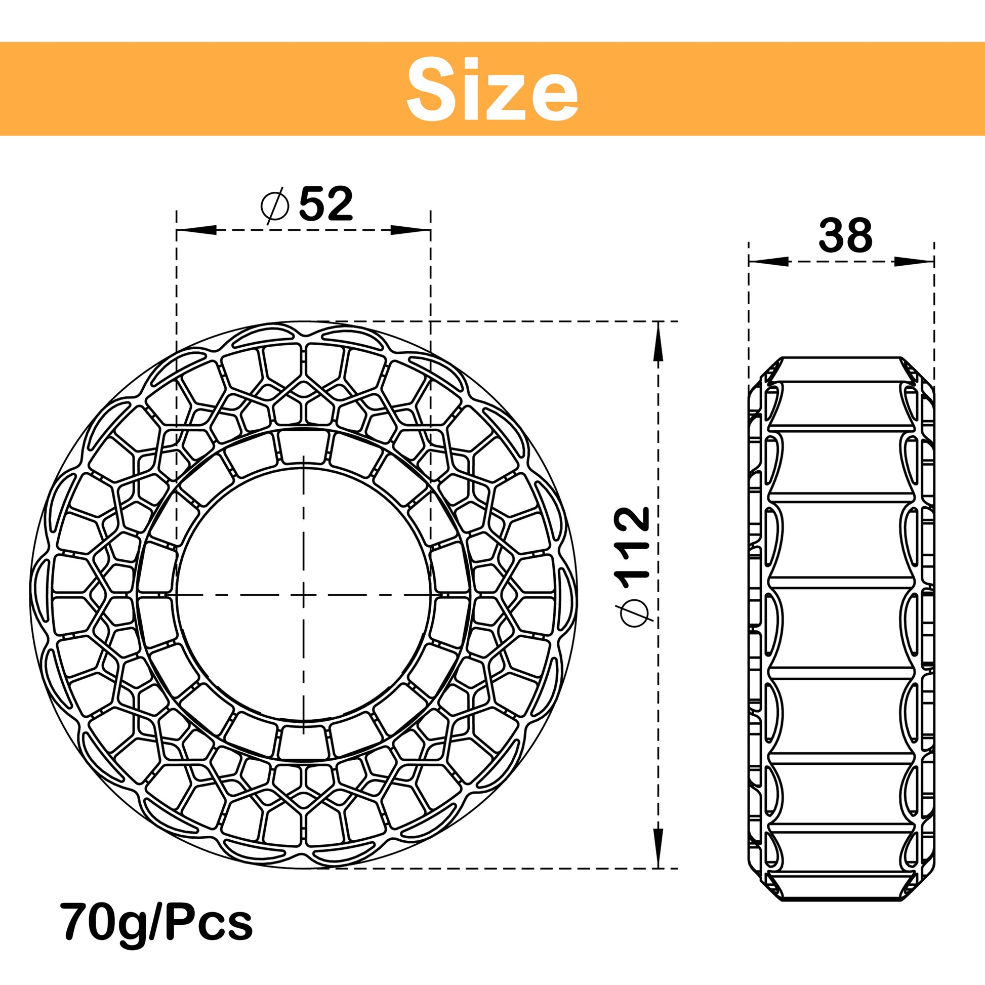 Orange Silicone Rubber Inserts Size for 1.9-Inch mud terrain tires