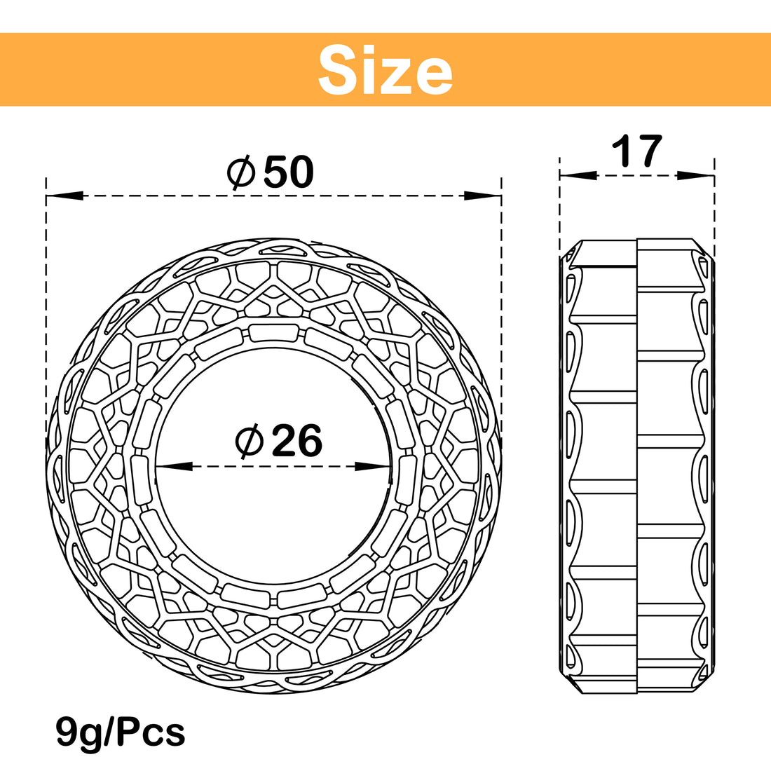 Orange Soft Silicone inserts for 1.0 inch tires