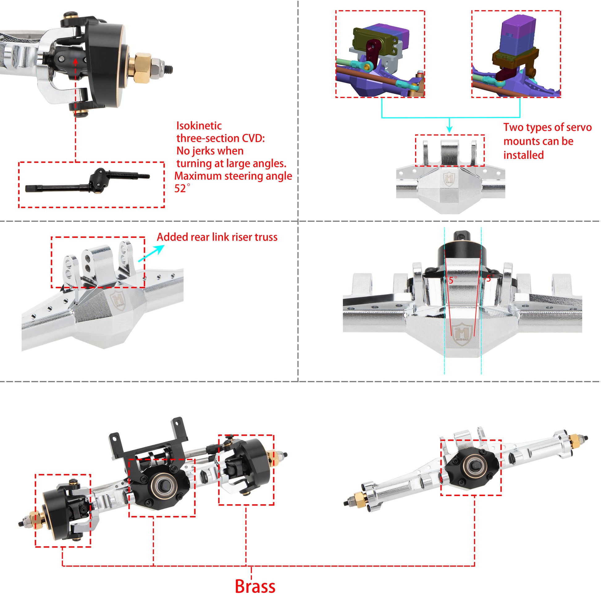 Plated Silver TRX4M Metal ISO Axle Details