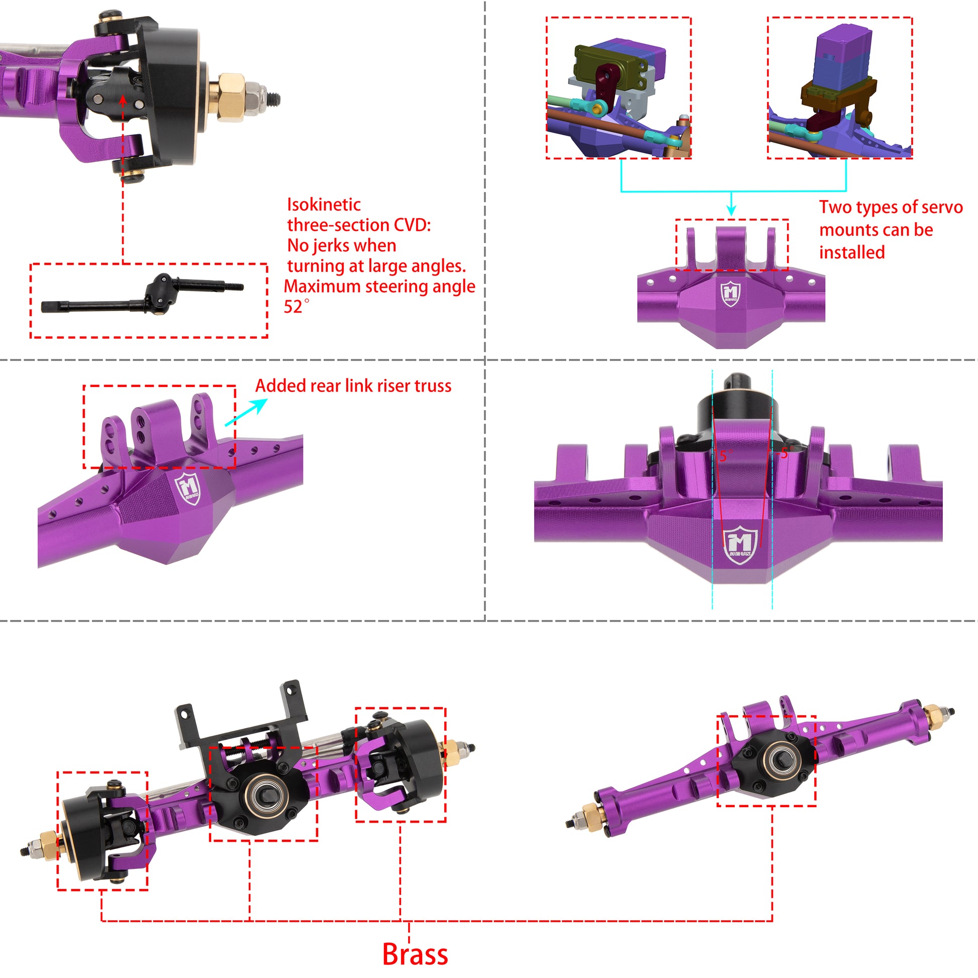 Purple TRX4M Metal isokinetic front and axles