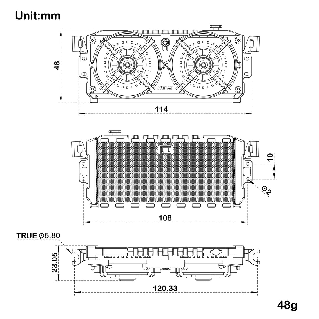 Rear Mount Radiator Cooling Fan with Lights