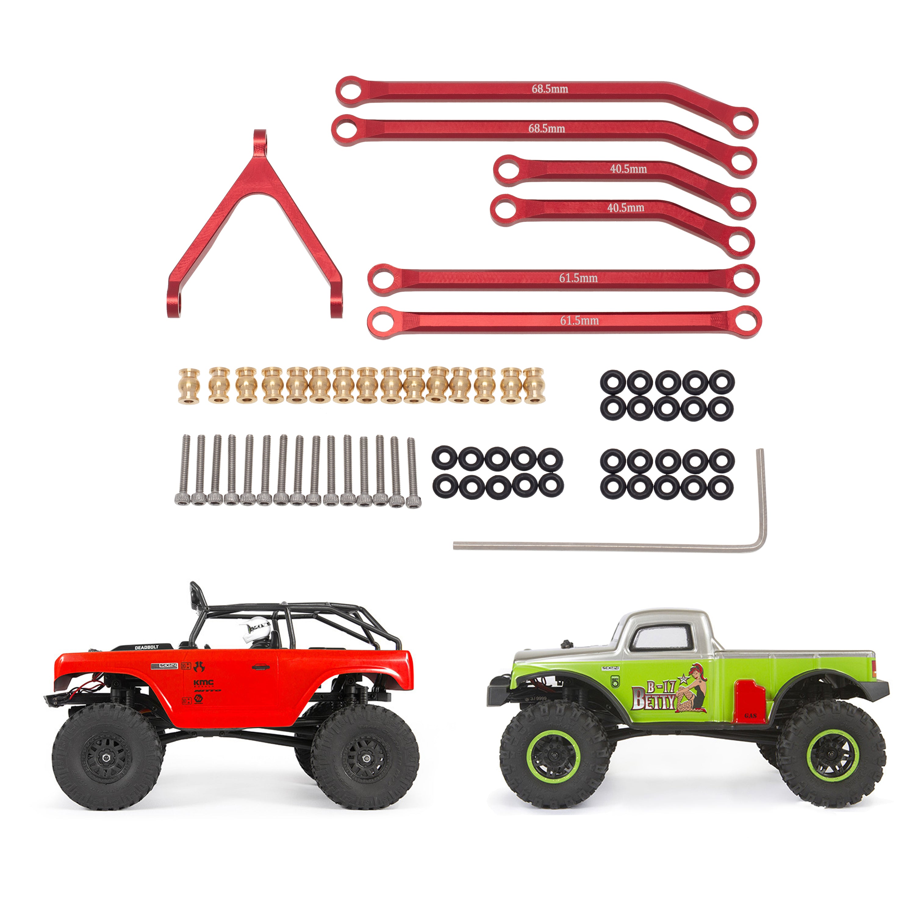 MEUS Racing Aluminum Chassis Links for SCX24 Deadbolt B-17 Betty